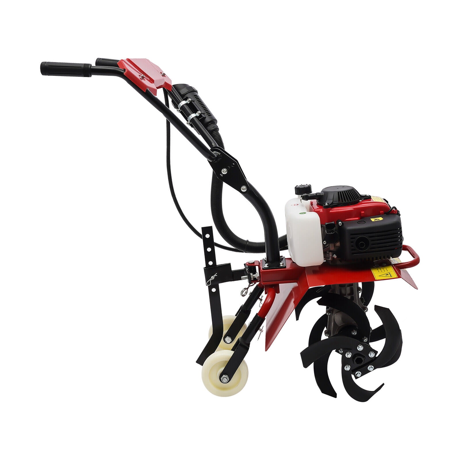Generic 63cc Gas Powered Tiller Cultivator, Heavy-Duty Garden Soil Rototiller (Red, 13.78 in Width) 847gp