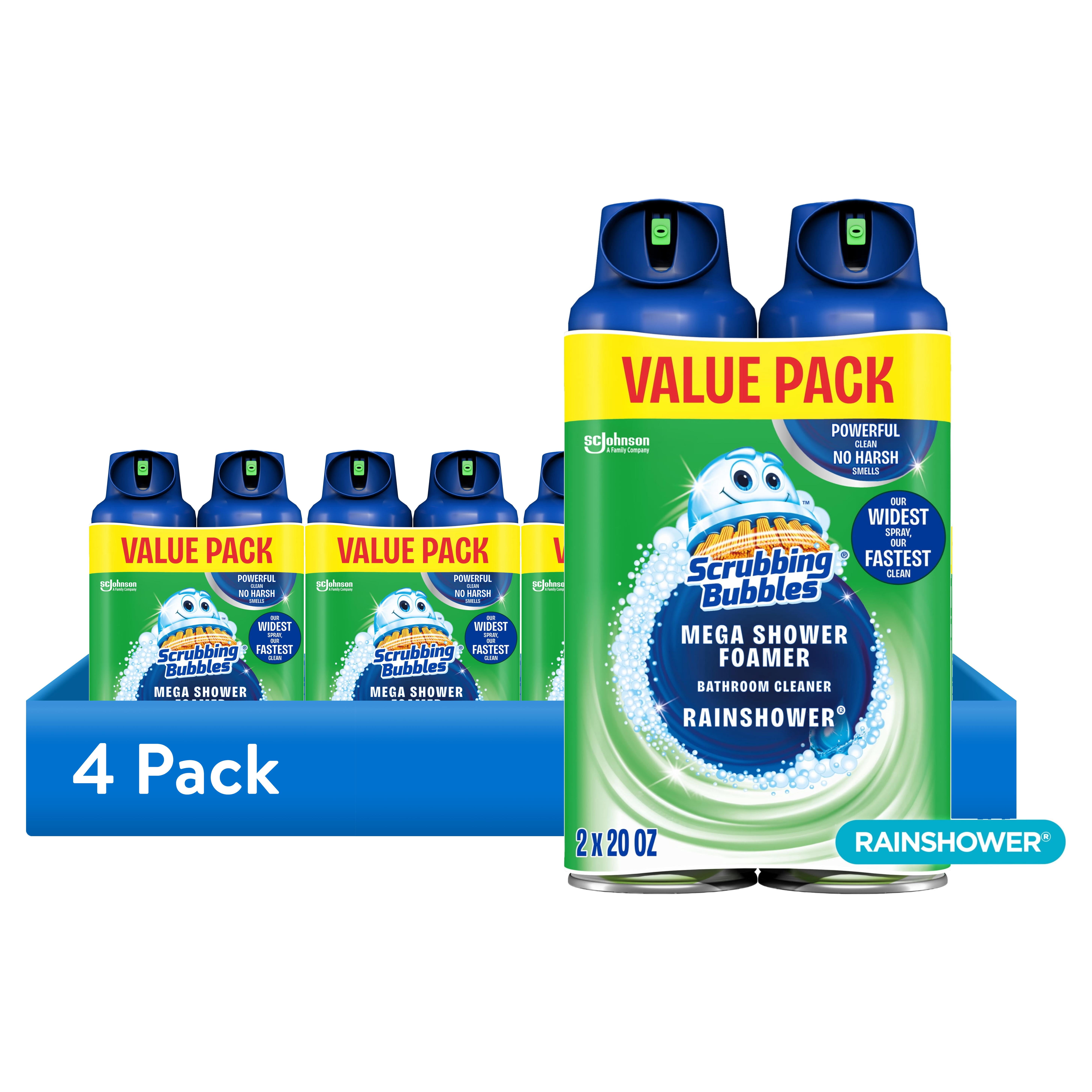 Scrubbing Bubbles Mega Shower Foamer Bathroom Disinfectant Cleaner, Rainshower Scent (20 oz, 4 Pack) gj8p7