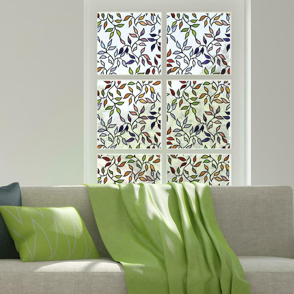 RoomMates Autumn Leaves Decorative Privacy Window Film (Blue, 24 in x 74 in) 7i18n