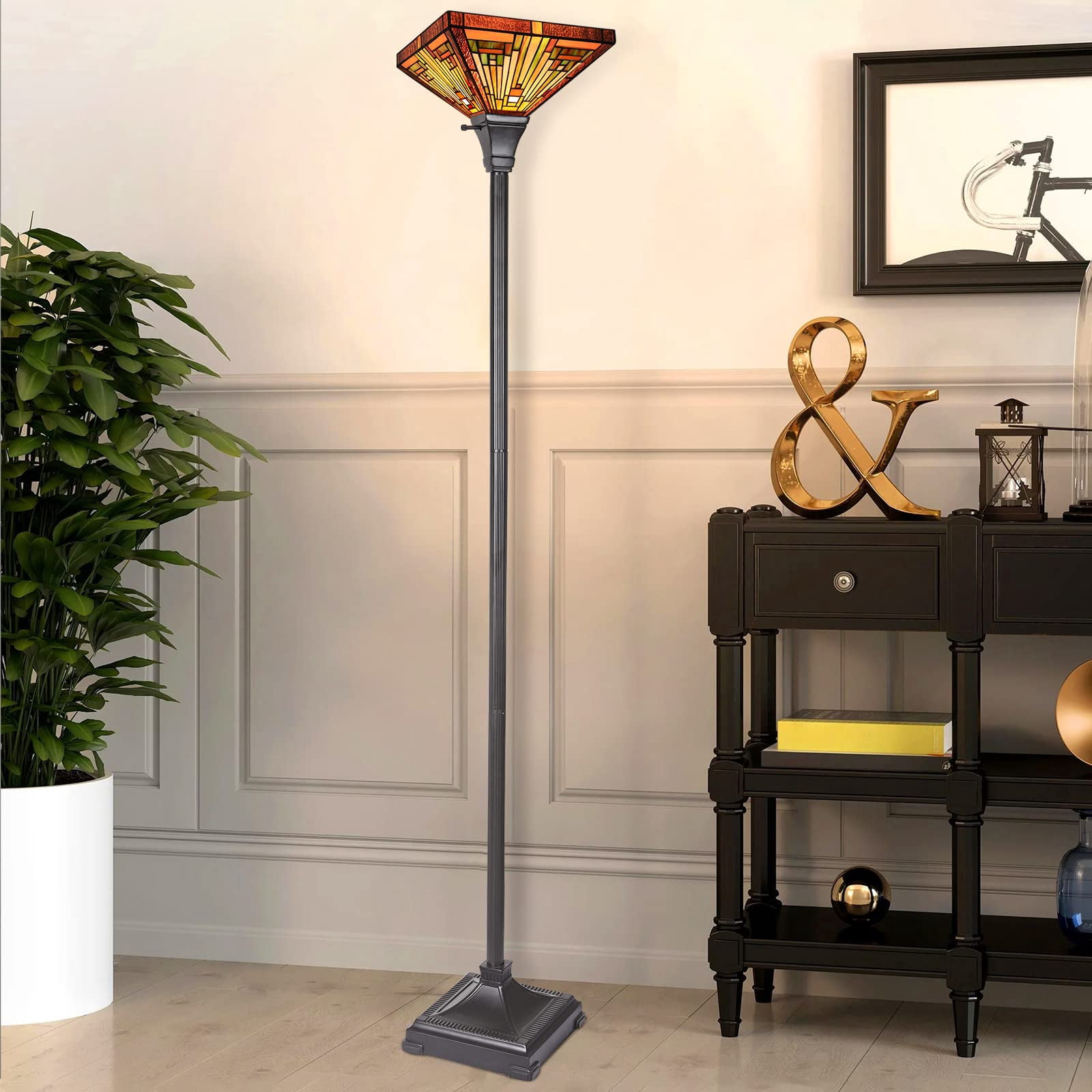 Vinplus Tiffany Style Floor Lamp Torchiere Uplight (Multicolor, 70 in) wevov