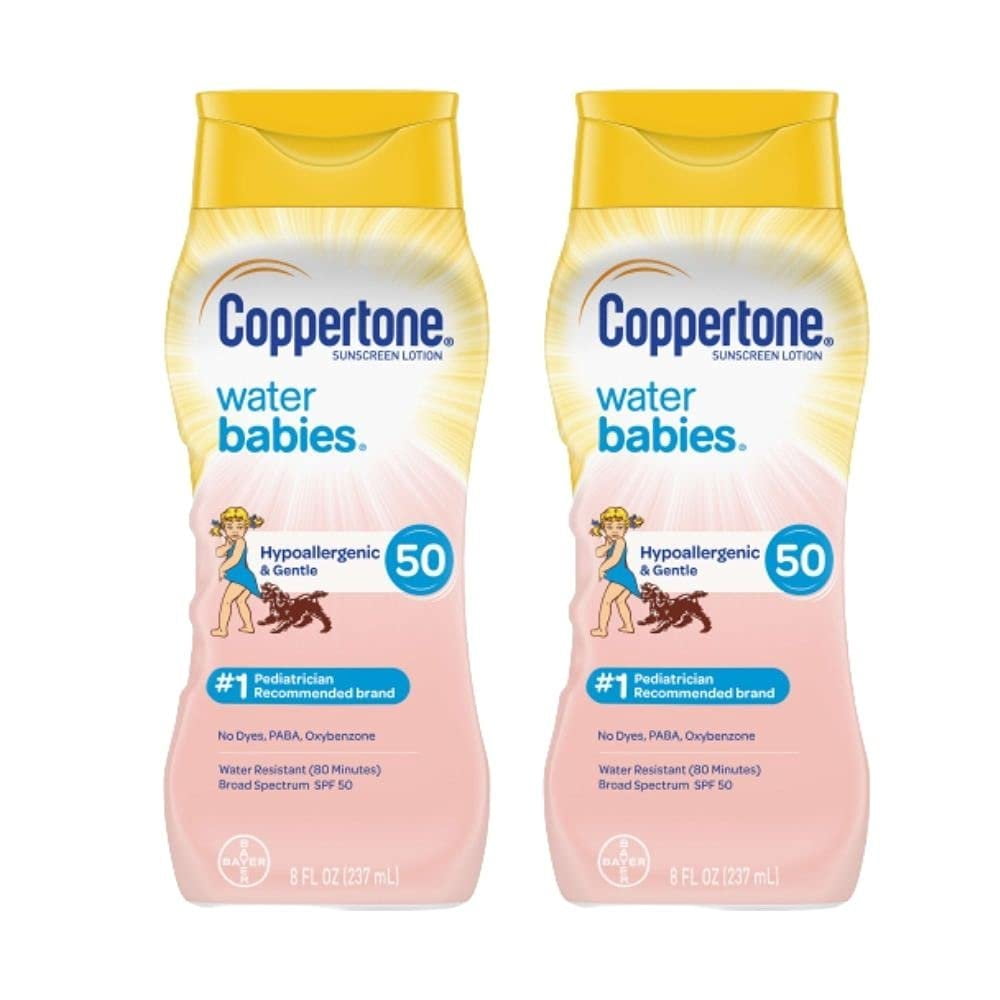 Coppertone Baby Mineral-Based Sunscreen Lotion, Broad Spectrum SPF Protection, Water Resistant (White, 16 fl oz, 2 Pack) zb0ce
