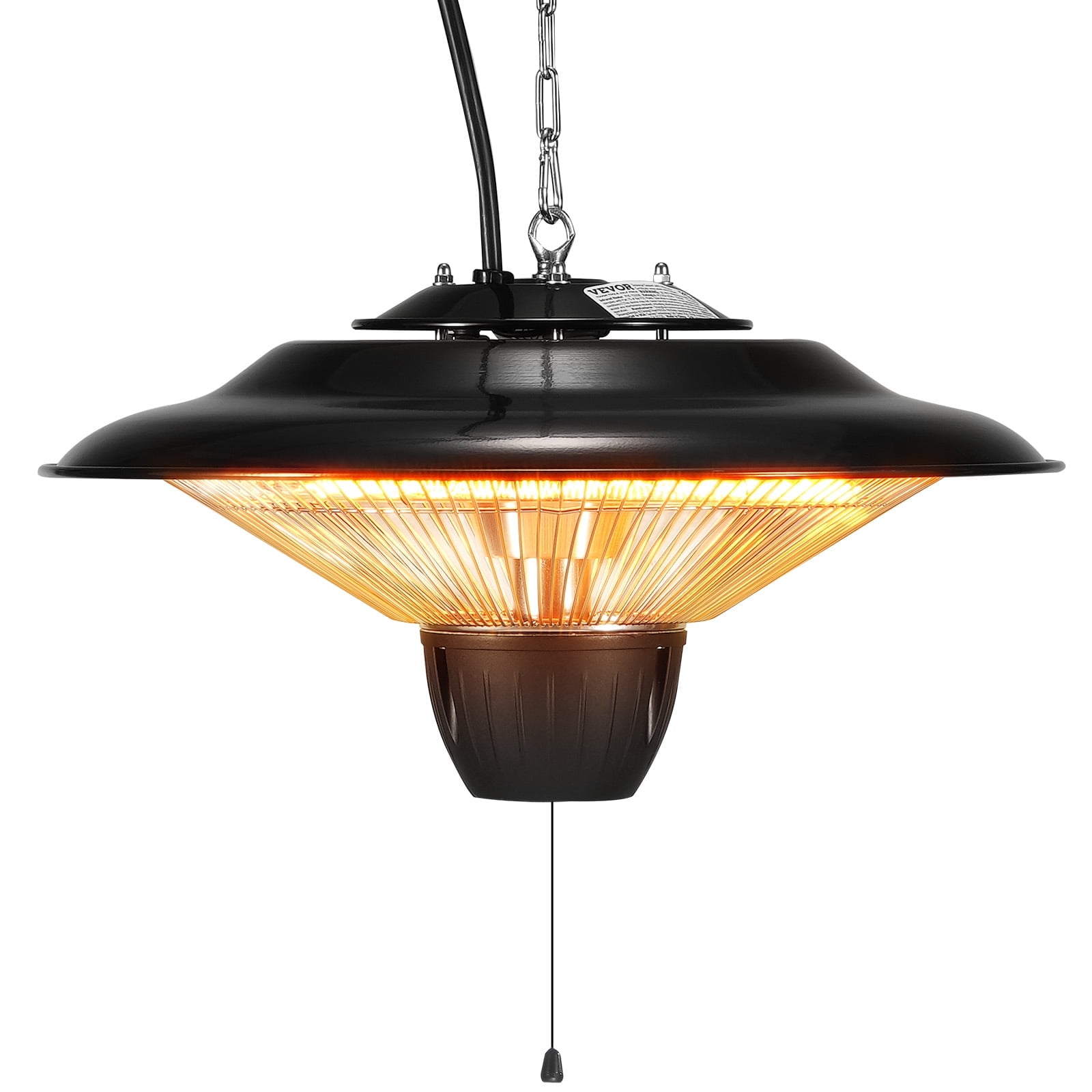 VEVOR Hanging Patio Heater, 1500W Electric Infrared Space Heater, Waterproof Outdoor Heating for Porch and Patio (Black, 17.3 in) qcl8a