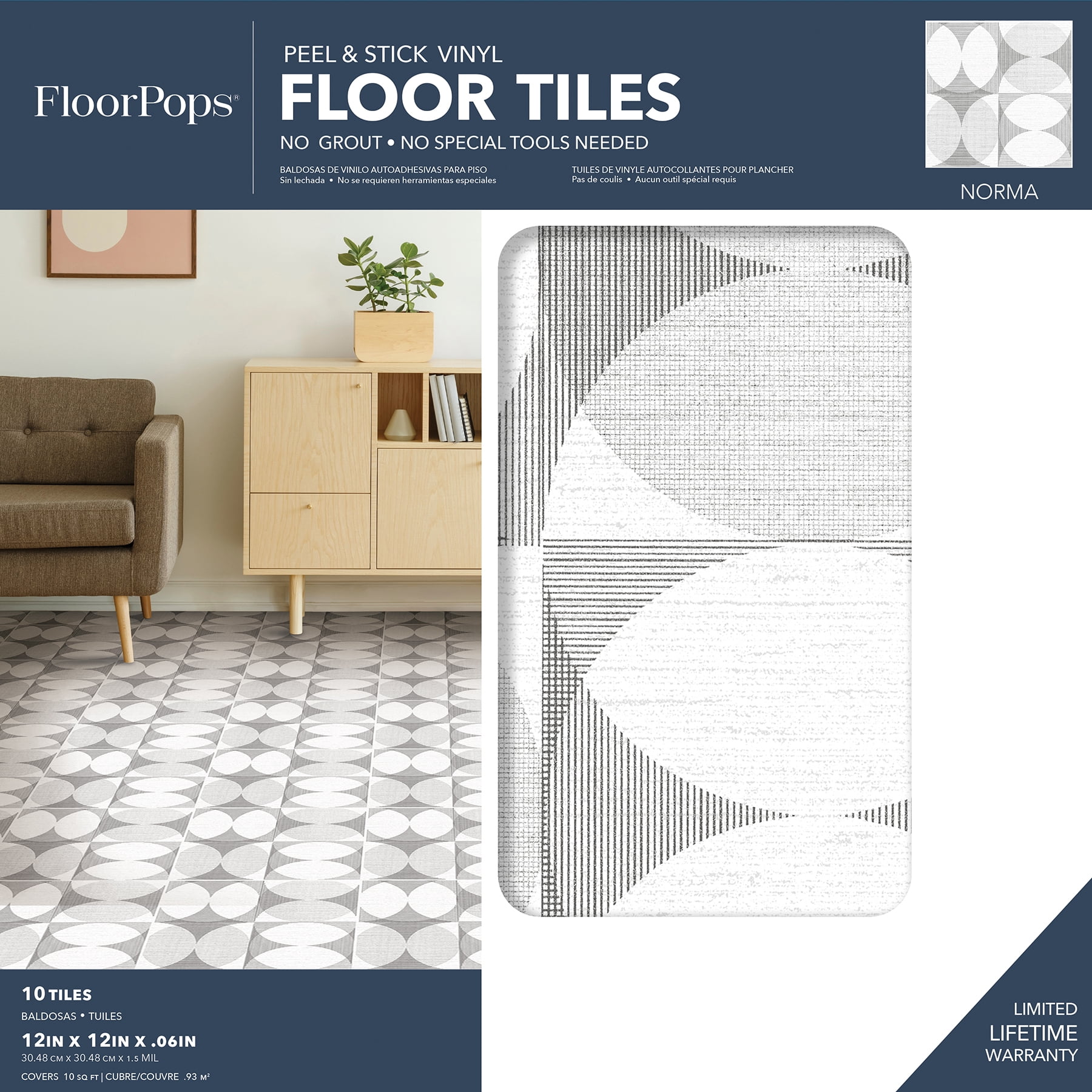 FloorPops Knotting Hill Peel & Stick Floor Tiles (Brown, 10 sq ft) z549g