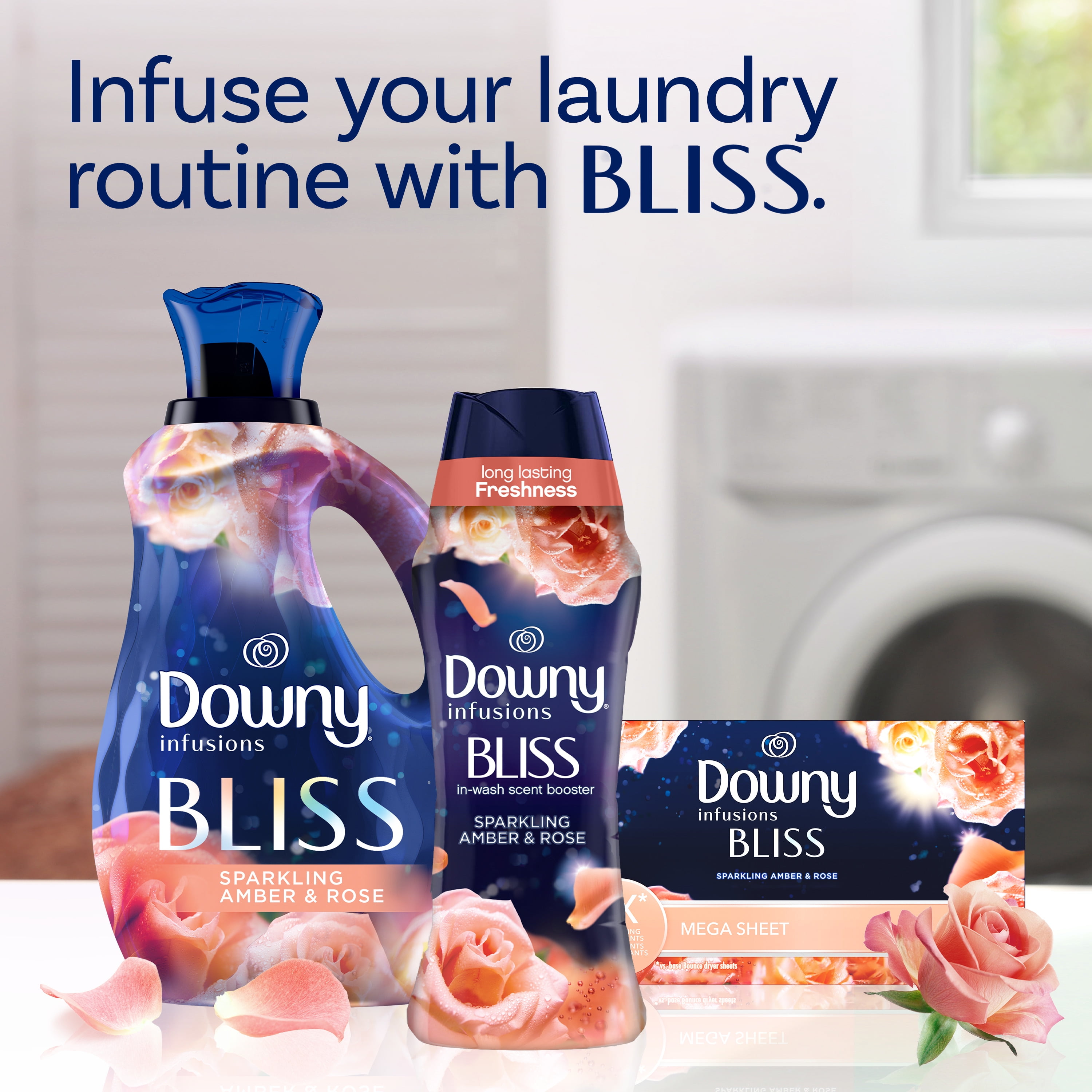Downy Infusions In-Wash Scent Booster Beads, Sparkling Amber and Rose (24 oz) 8285b