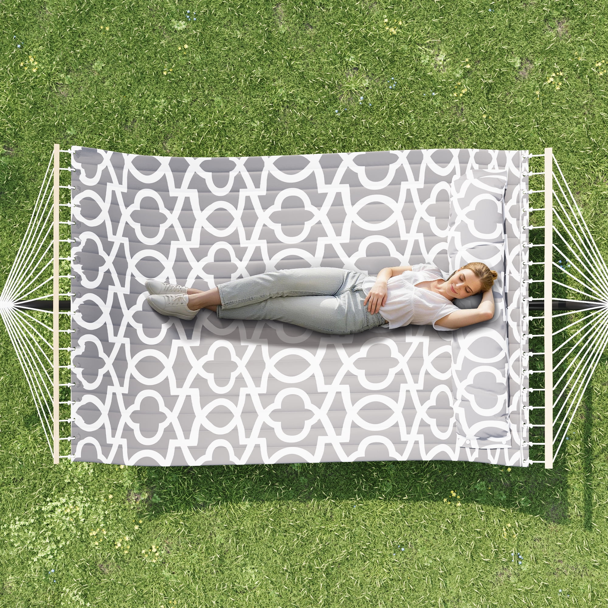 mteryoing Double Hammock with Stand (Grey, 475 lb Capacity) 80q9i