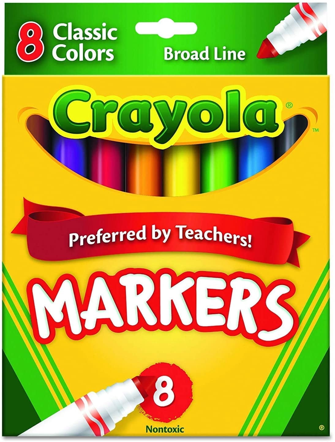 Crayola Broad Line Markers, Non-Toxic Art Supplies for Kids (Assorted Colors, 8 Count) luv3c