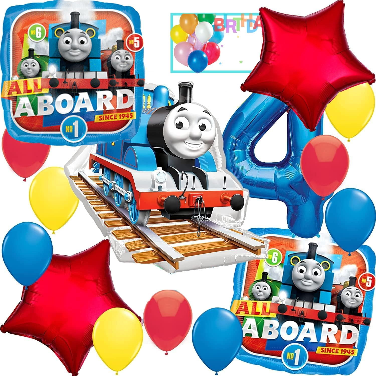Amscan Thomas the Train Birthday Party Balloon Decoration Set (Multicolor, 17 Piece) 3iwwx