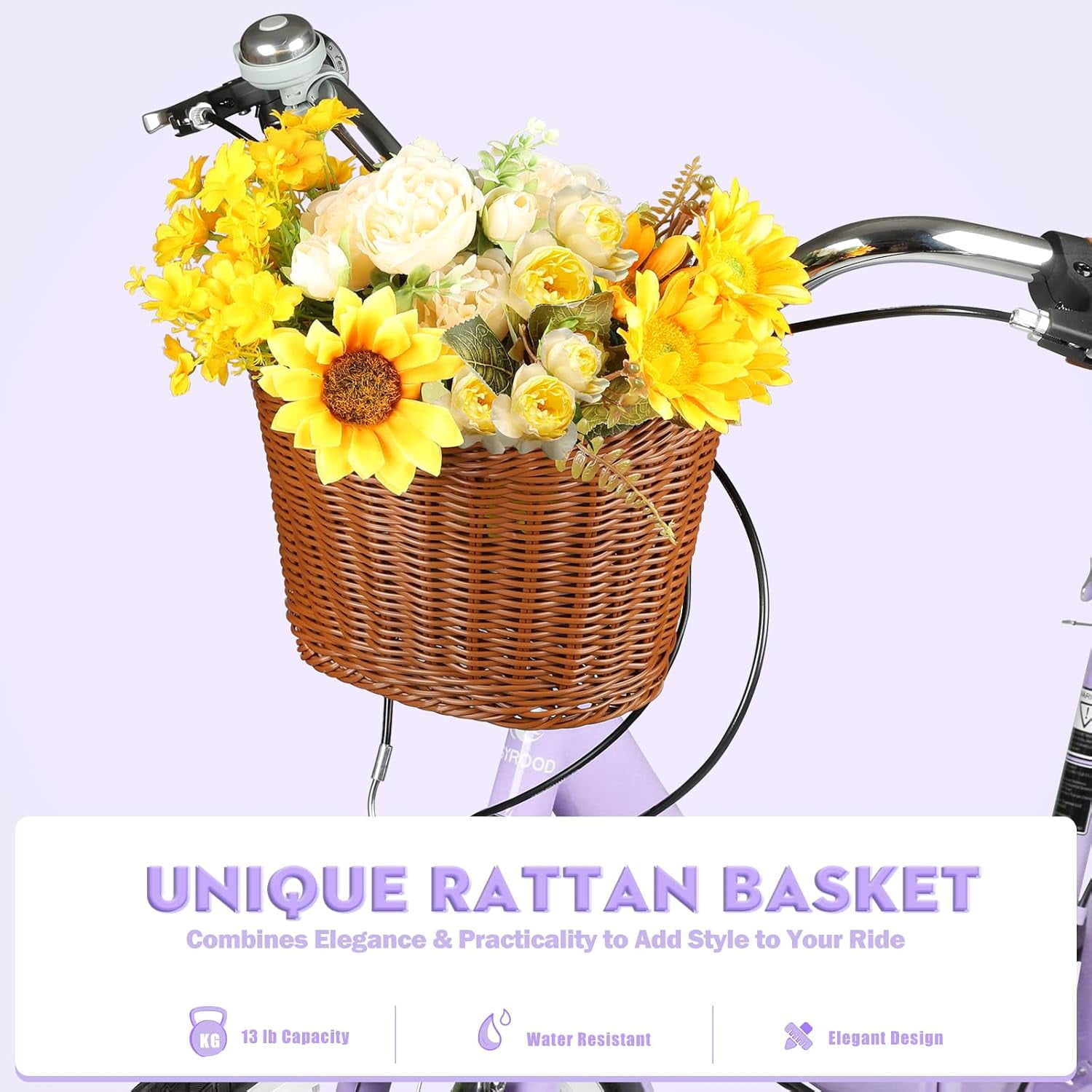 Esheno 26 in 7-Speed Folding Cruiser Bike, Lightweight Commuter Bicycle with Adjustable Seat (Purple, 26 in) 1qf4p