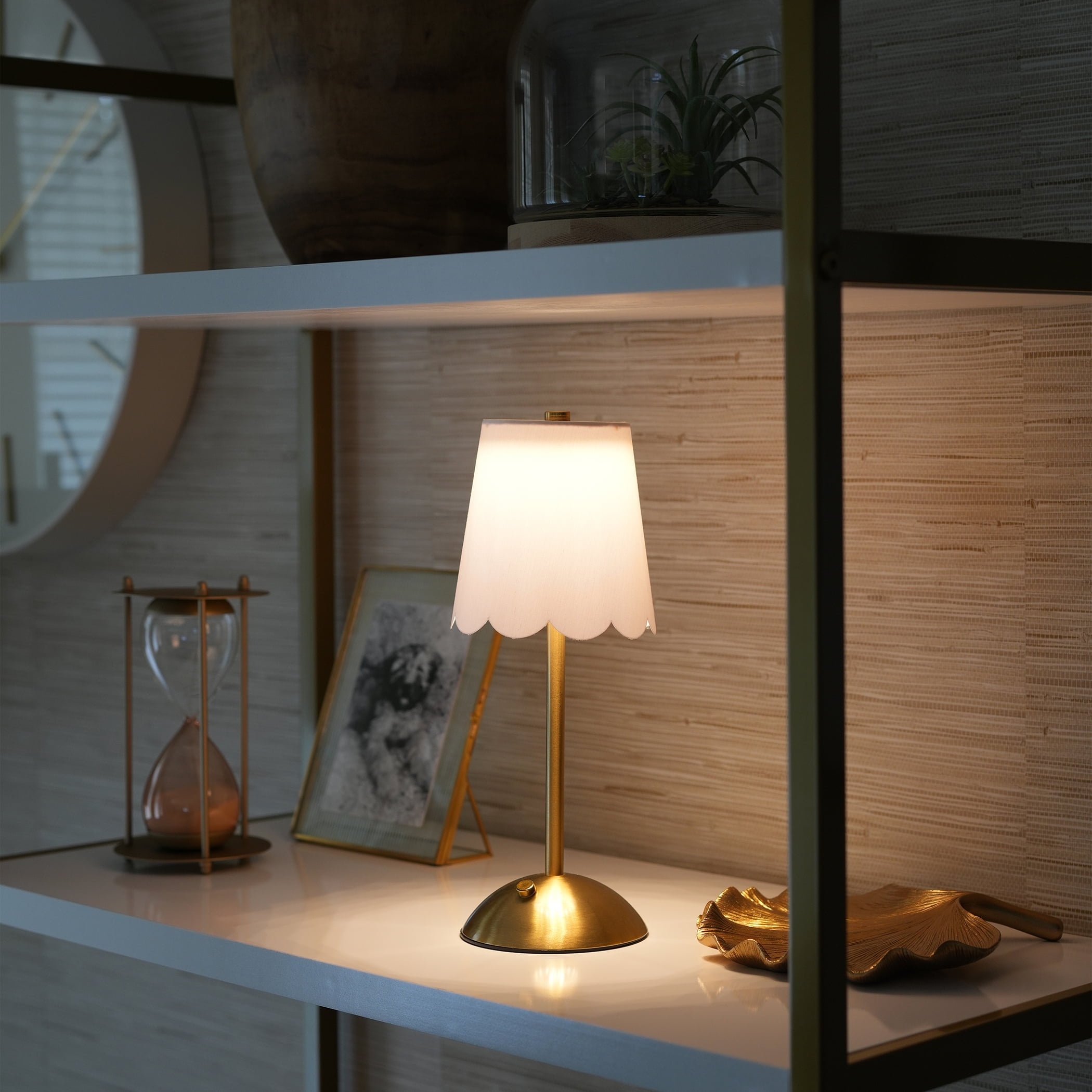 Home Decor Collection Cordless Rechargeable LED Table Lamp with Dimmable 3-Light Settings (Brass, 11.9 in) 6086e