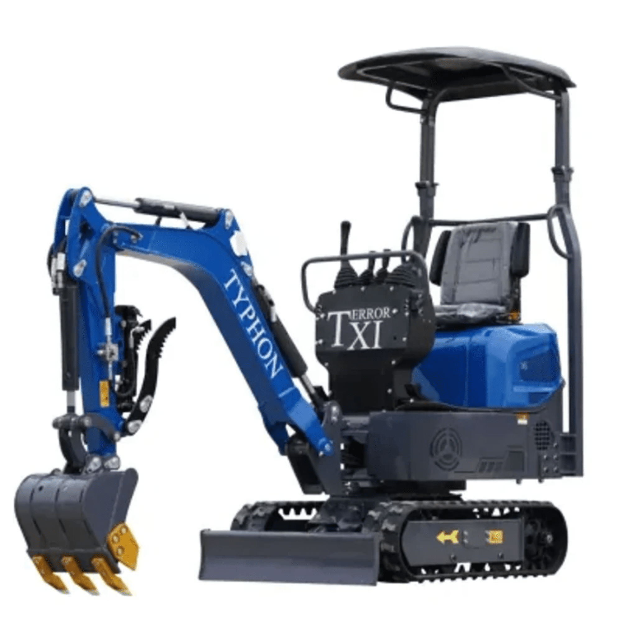 TYPHON TERROR XI Mini Excavator with 13 Attachments (Blue, 13.5hp) gmst4