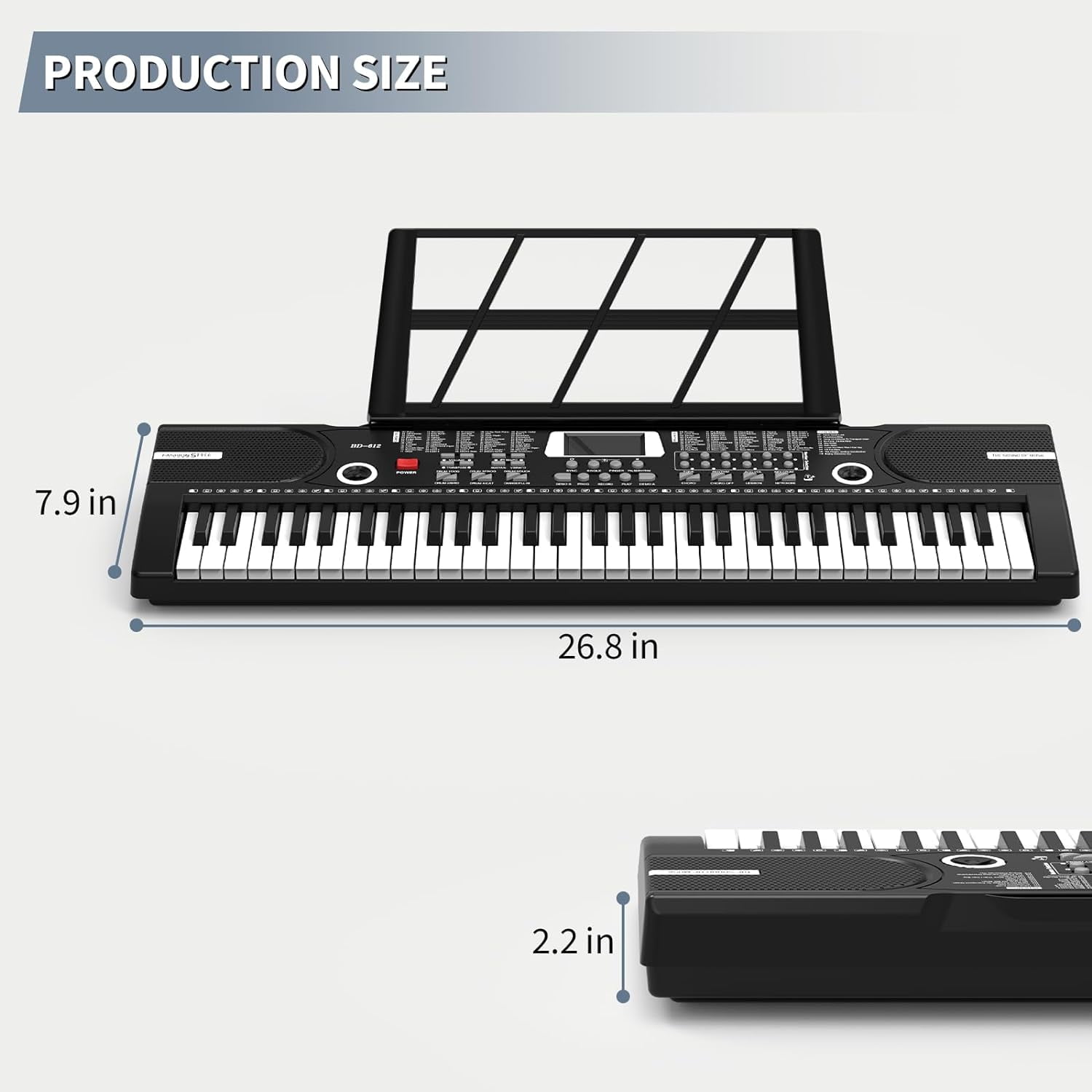 Mixfeer 61-Key Portable Electronic Keyboard Piano for Beginners with Microphone and Sheet Stand (Pink) y6d1a