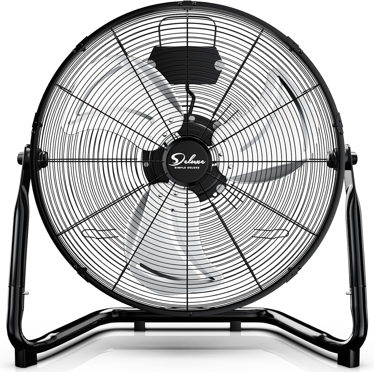 Simple Deluxe 12 in High Velocity Floor Fan, 3-Speed Heavy Duty Metal Air Circulator for Home and Workshop (Black, 12 in) y98by