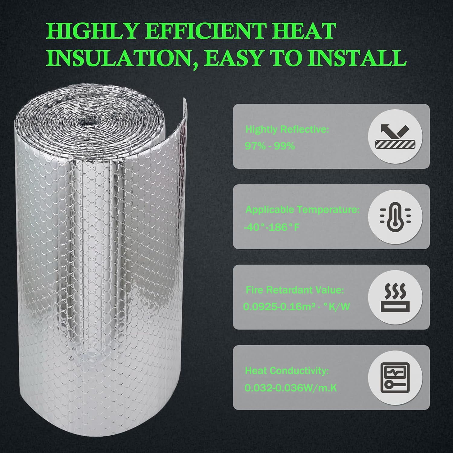 Dinosam Double Reflective Insulation Roll (Silver, 23.7 in x 10 ft) fto24