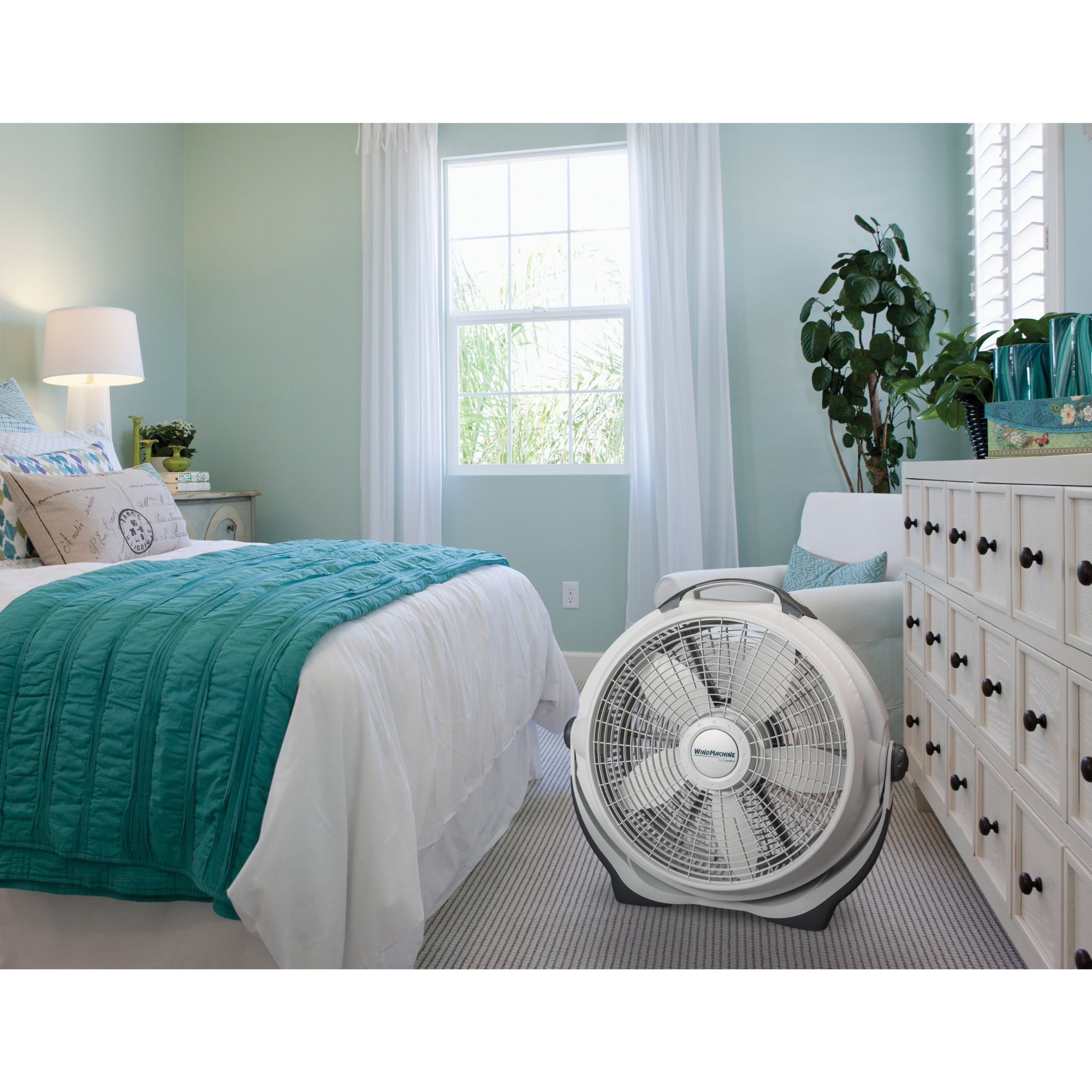 Lasko WindMachine 20 in High Performance Floor Fan, Pivoting Head Air Circulator for Whole Room Cooling (Gray, 20 in) klrro