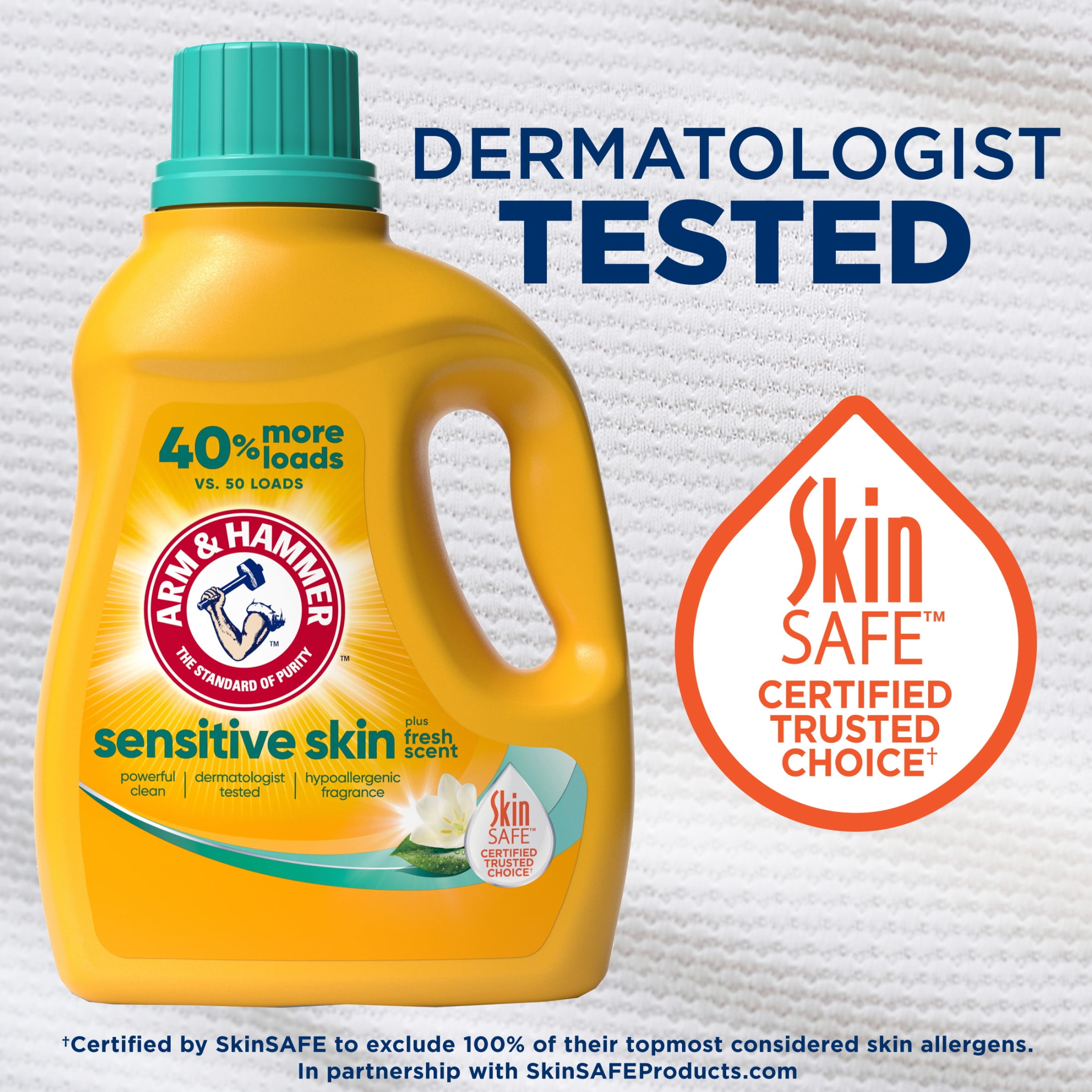 ARM & HAMMER Sensitive Skin Liquid Laundry Detergent, Hypoallergenic Fresh Scent (105 fl oz) 1b0ph