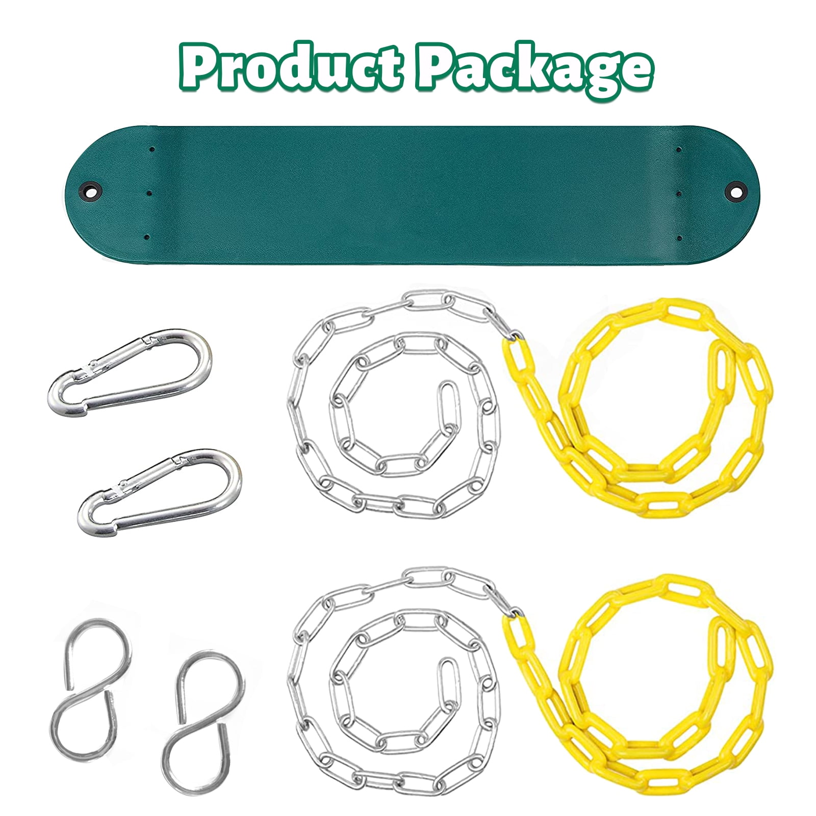 Celawork Heavy Duty Swing Seat, Outdoor EVA Soft Board U-Swing with Adjustable Metal Chains (Green, 660 lbs Capacity) vthw4