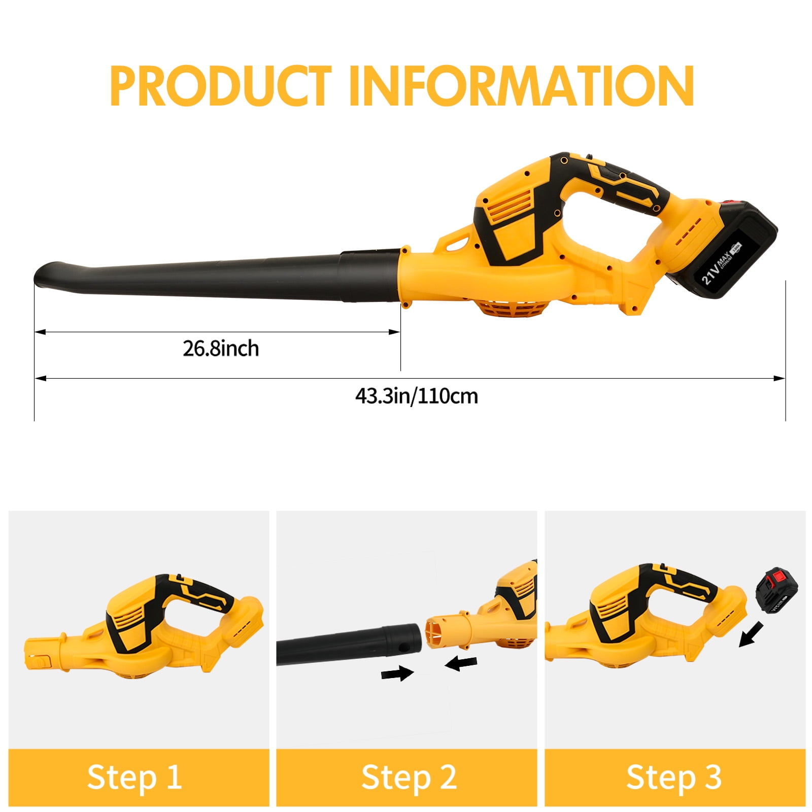CATGOOD Cordless Leaf Blower, Electric Power Sweeper for Lawn Care and Patio (Yellow, 3.6 lb) 85lp0