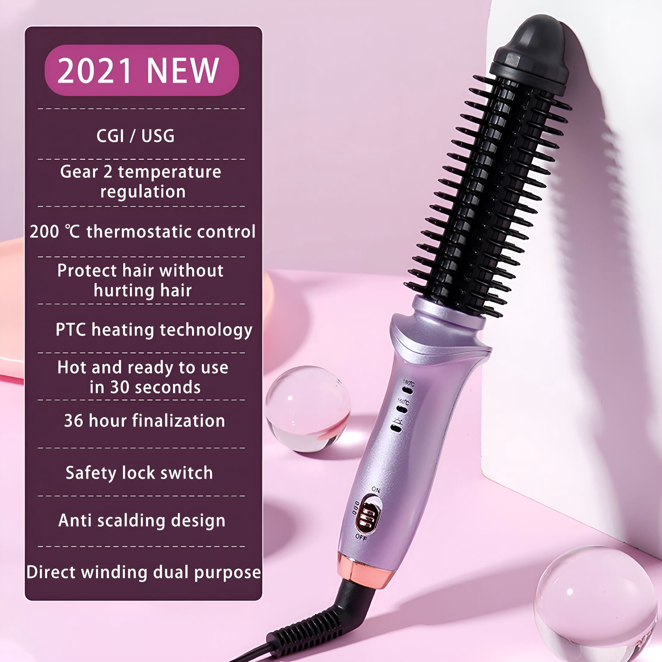 BPPEG Electric Heated Hair Styling Brush, Ionic Ceramic Round Comb for Volumizing and Straightening (Black, 11 in) 6n6ry