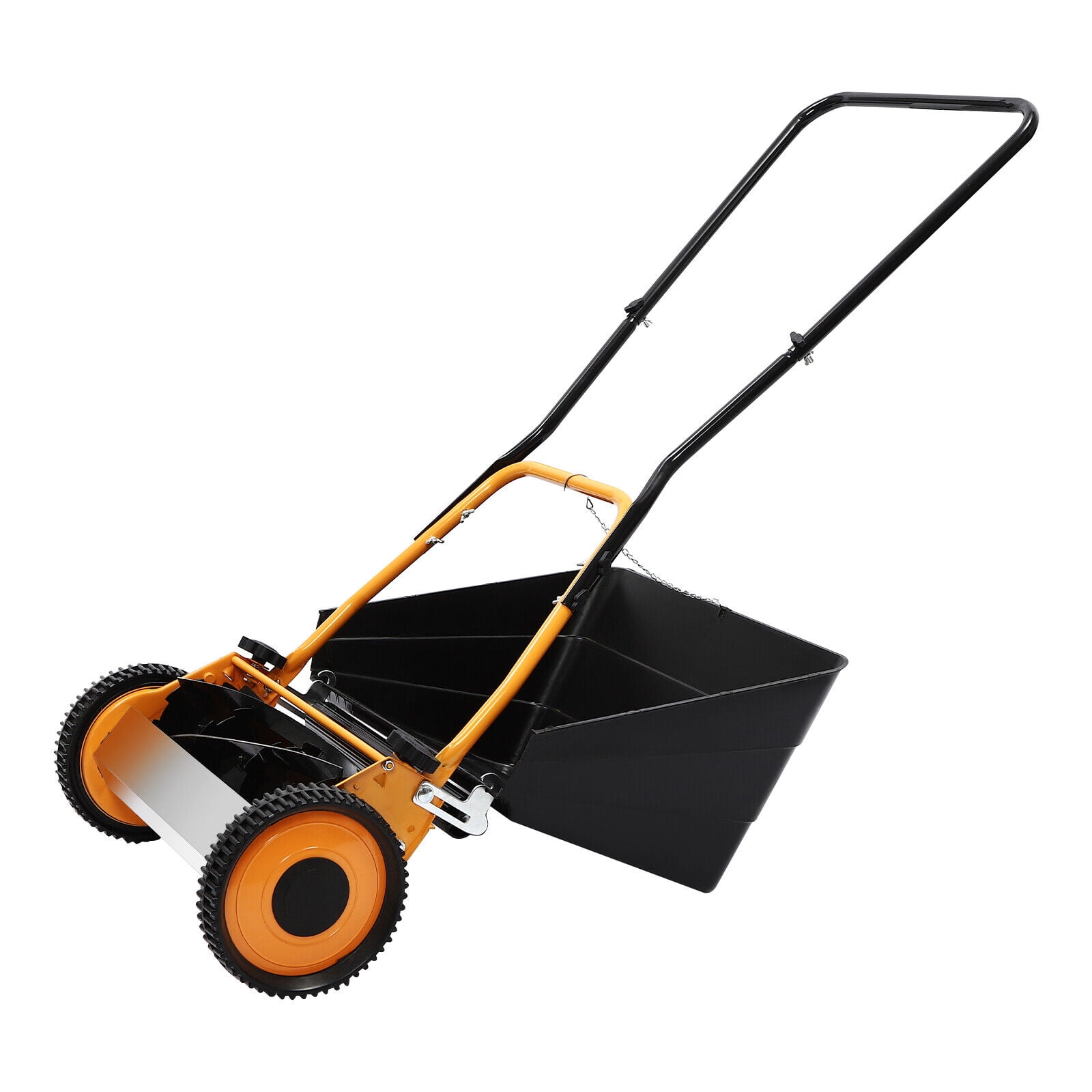 Generic 16-inch Manual Hand Push Lawn Mower with Grass Catcher (Black, 16 in) s1j2u