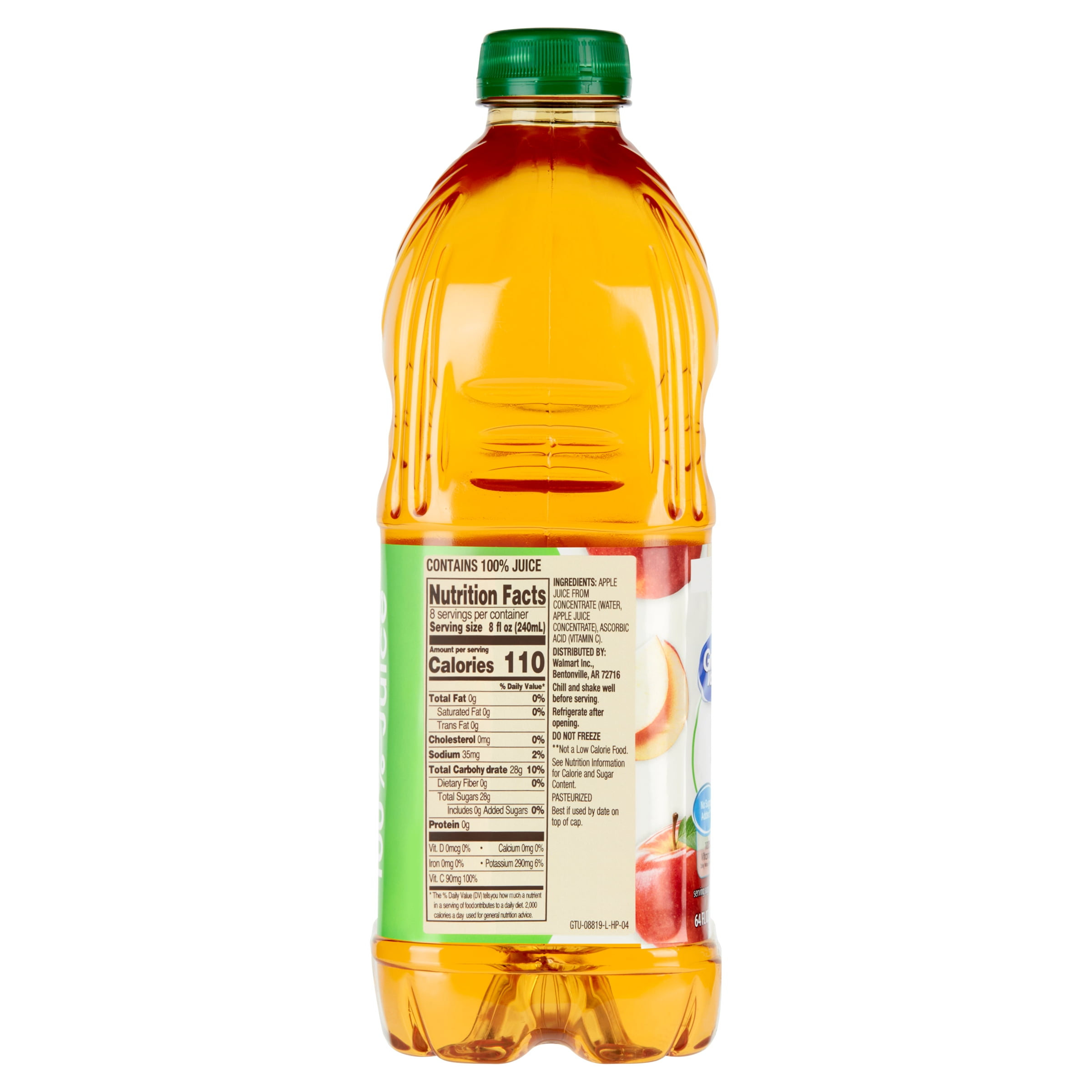 Great Value 100% Apple Juice, No Added Sweeteners, Pasteurized (64 fl oz) buwv4