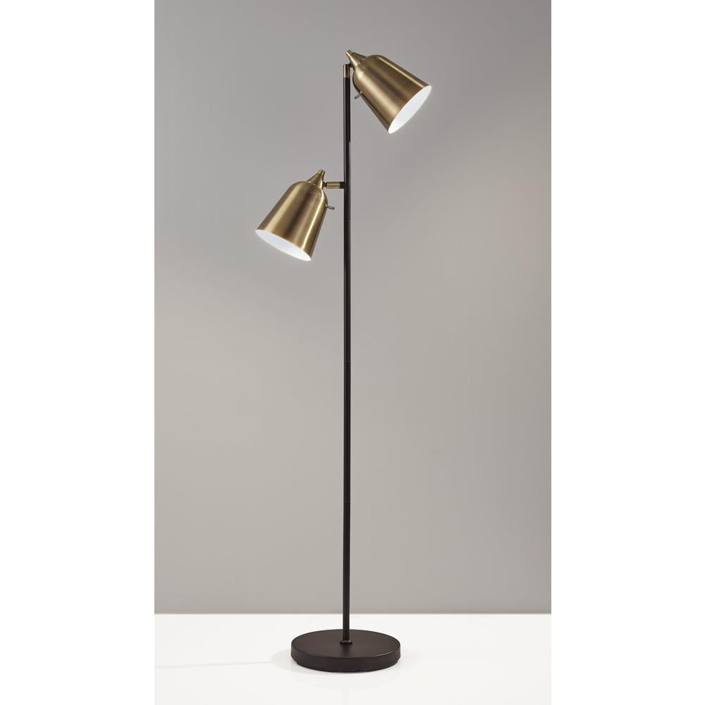 Adesso Malcolm Adjustable Floor Lamp with Dual Shades (Antique Brass and Matte Black, 57.5 in) fjifp