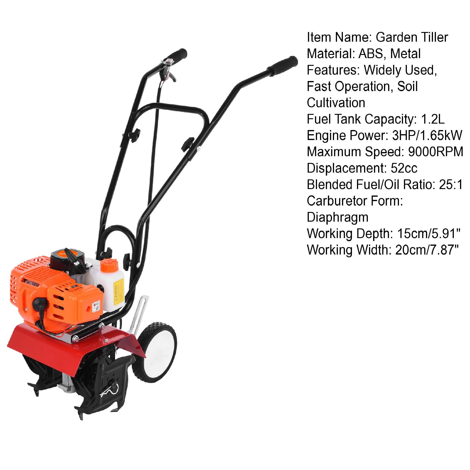 LA TALUS 52cc Petrol Garden Tiller Cultivator with 7.9-inch Tillage Width (Orange, 37 x 32 x 12 in) bln7s