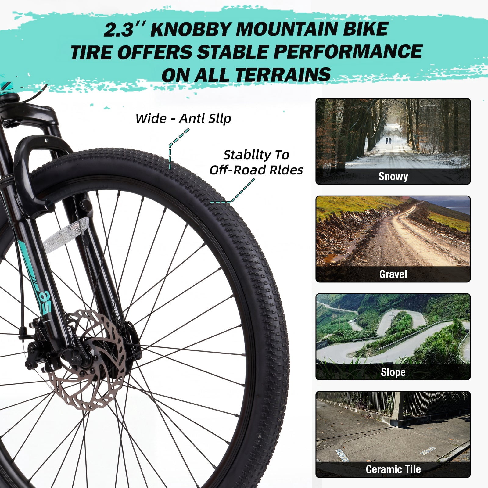 Hykolity 26 Inch Mountain Bike, 21-Speed Full Suspension MTB with Aluminum Frame (Light Aqua, 26 in) 137il