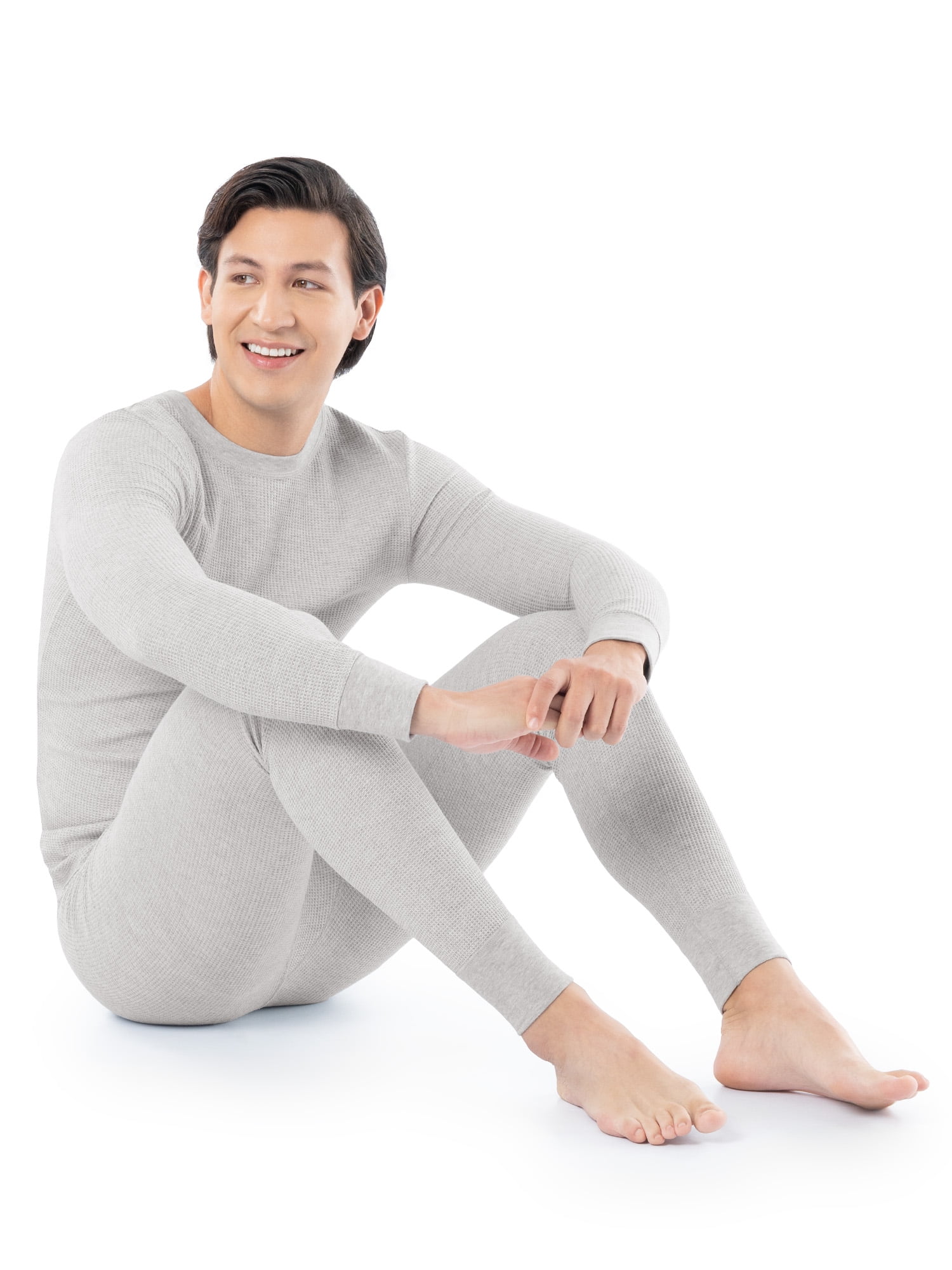 Fruit of the Loom Men's Thermal Waffle Crew Top (Black, 3-Pack) 0i5jn