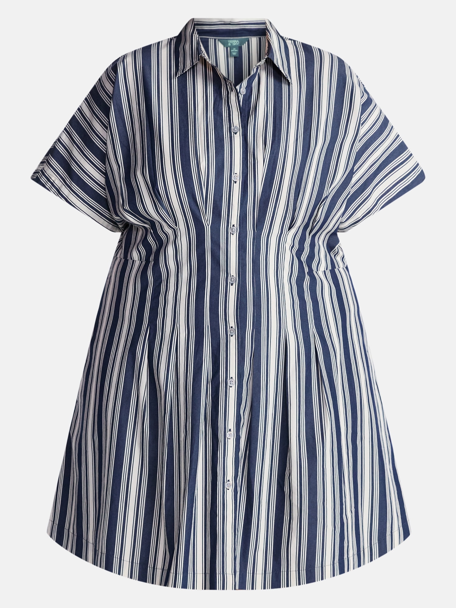 Terra & Sky Women's Plus Size Mini Fit And Flare Shirt Dress (Beige, 0X-5X) 4fhy6