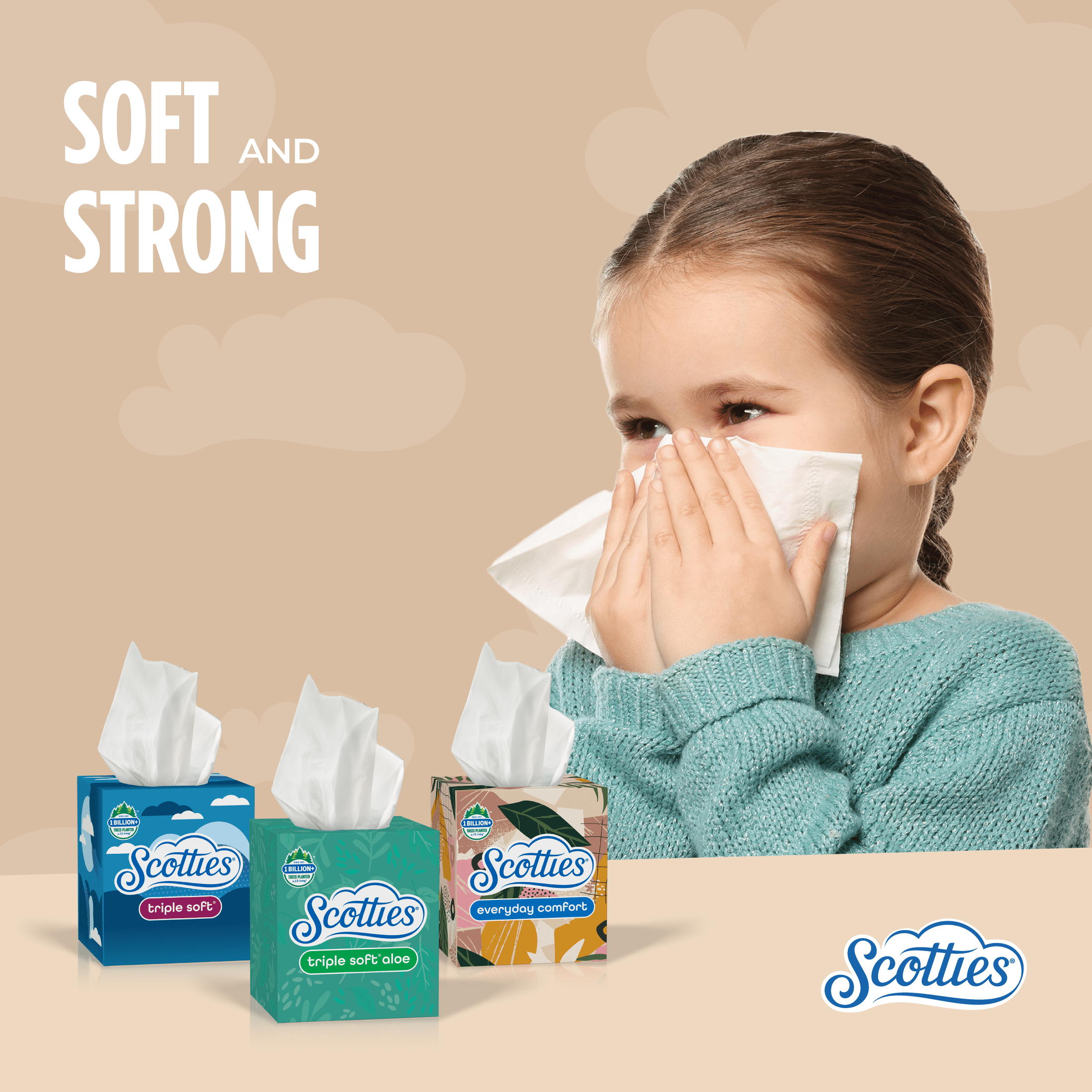 Scotties Everyday Comfort Facial Tissues, 2-Ply Softness, 4 Cube Boxes (256 Total Tissues) k8ty7 - Image 4