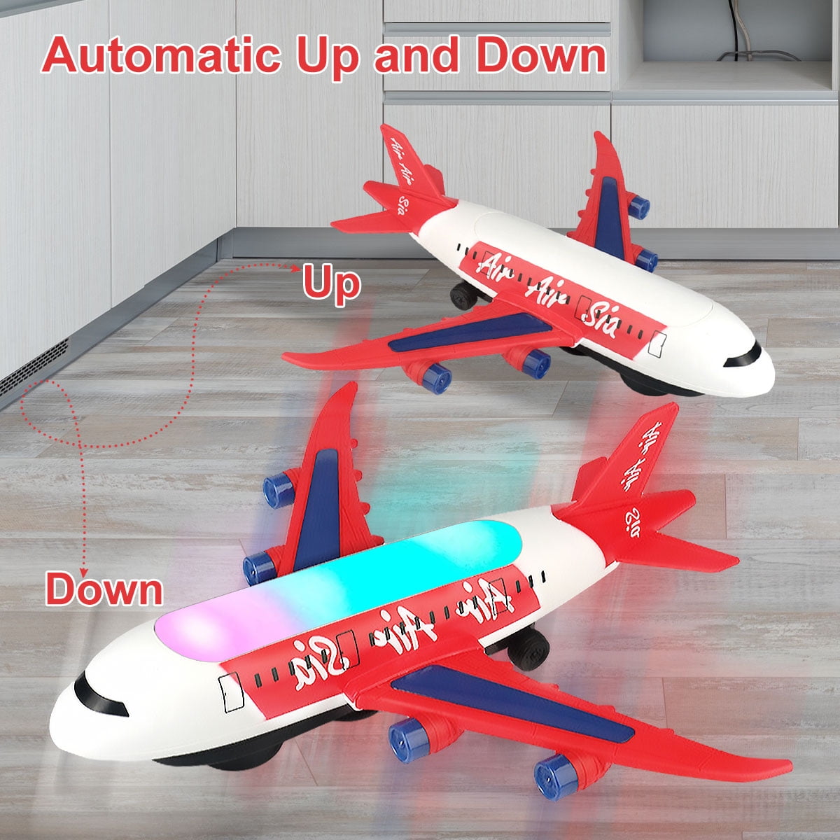 Somnr Airplane Educational Toy with LED Lights and Sound Effects (Red, 10 in) qaufh
