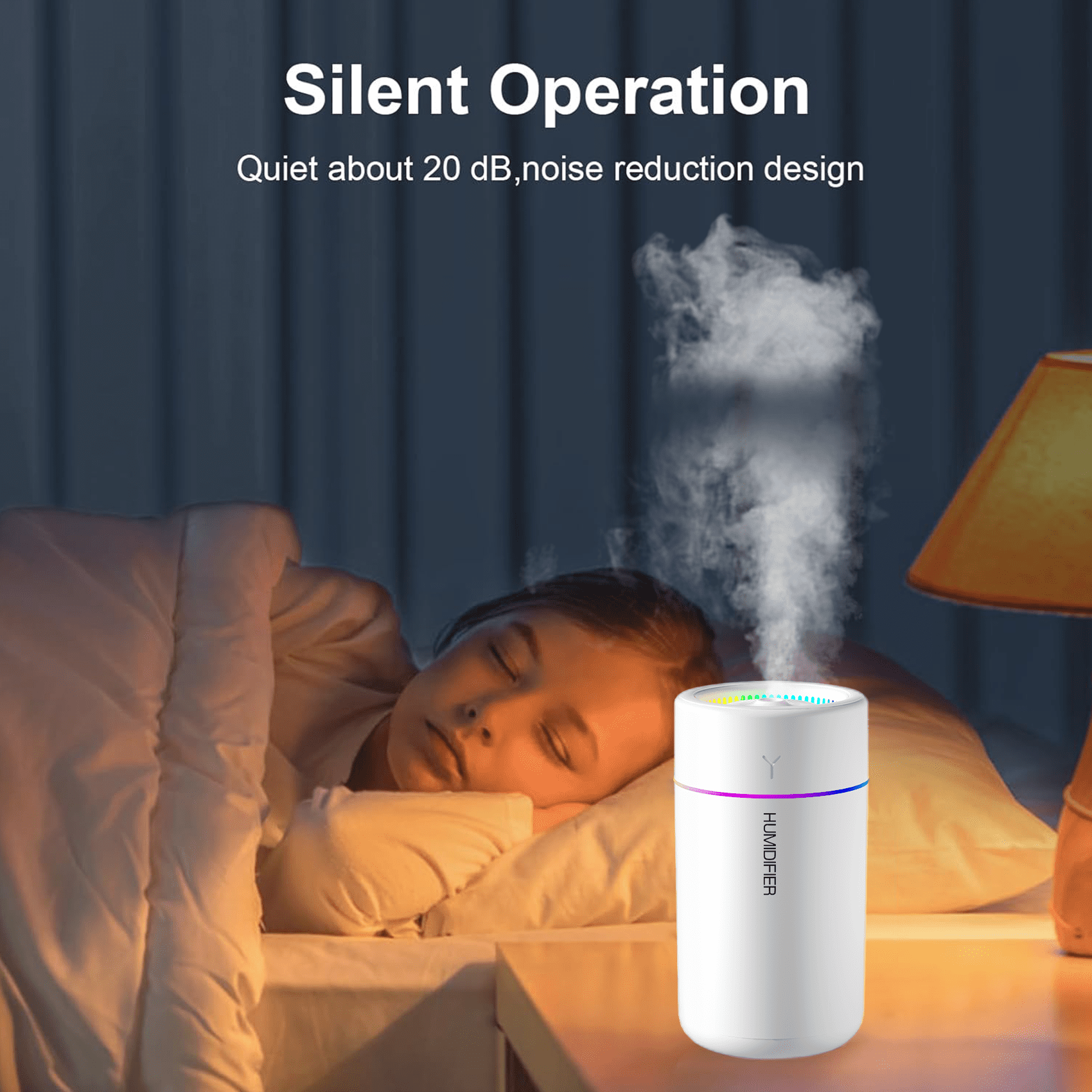 JIANIYA Mini Ultrasonic Humidifier, Portable Desktop Personal Mist Maker for Office and Bedroom (White, 10 fl oz) sq02p