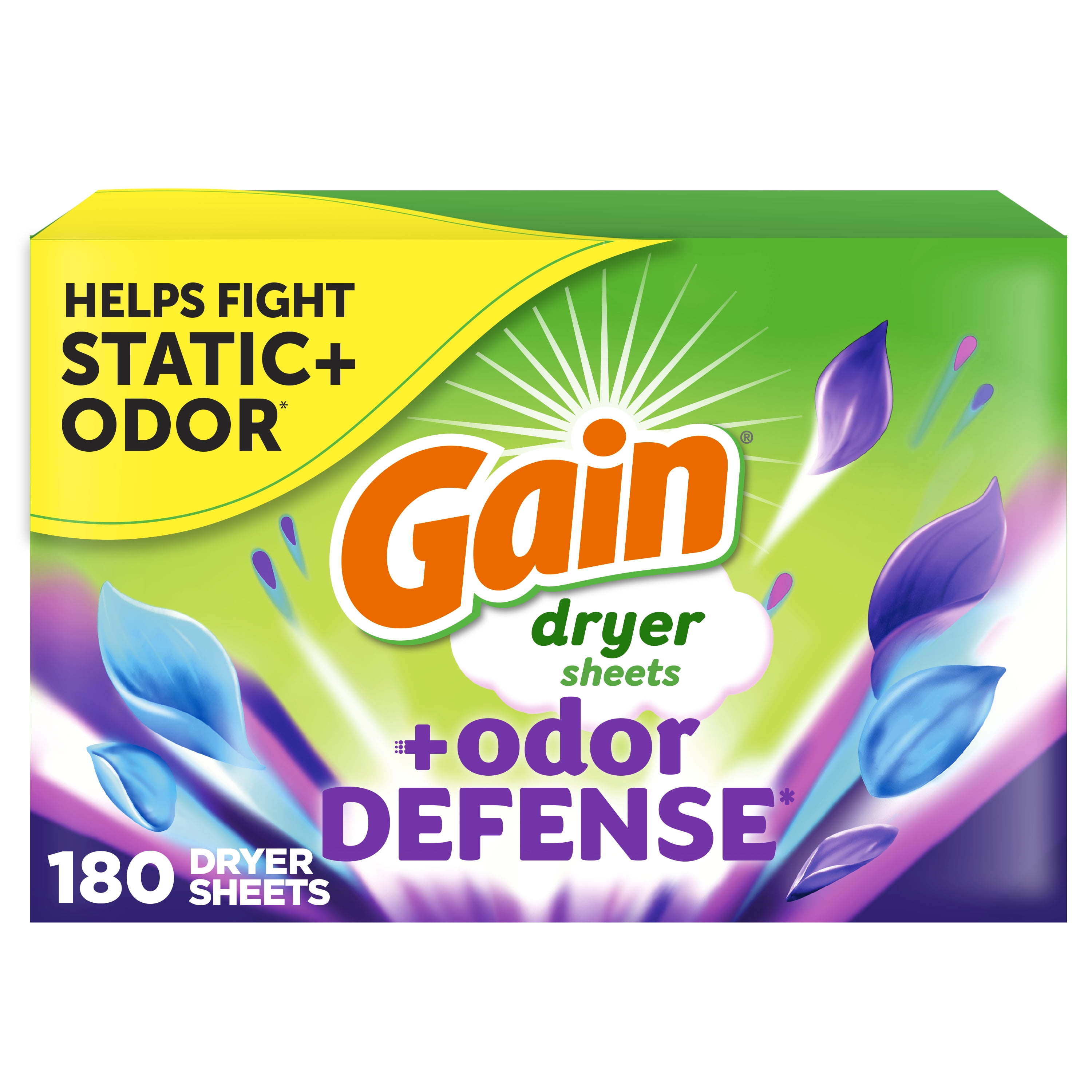 Gain Fabric Softener Dryer Sheets, Odor Defense, Super Fresh Blast Scent (180 Count) 757ax