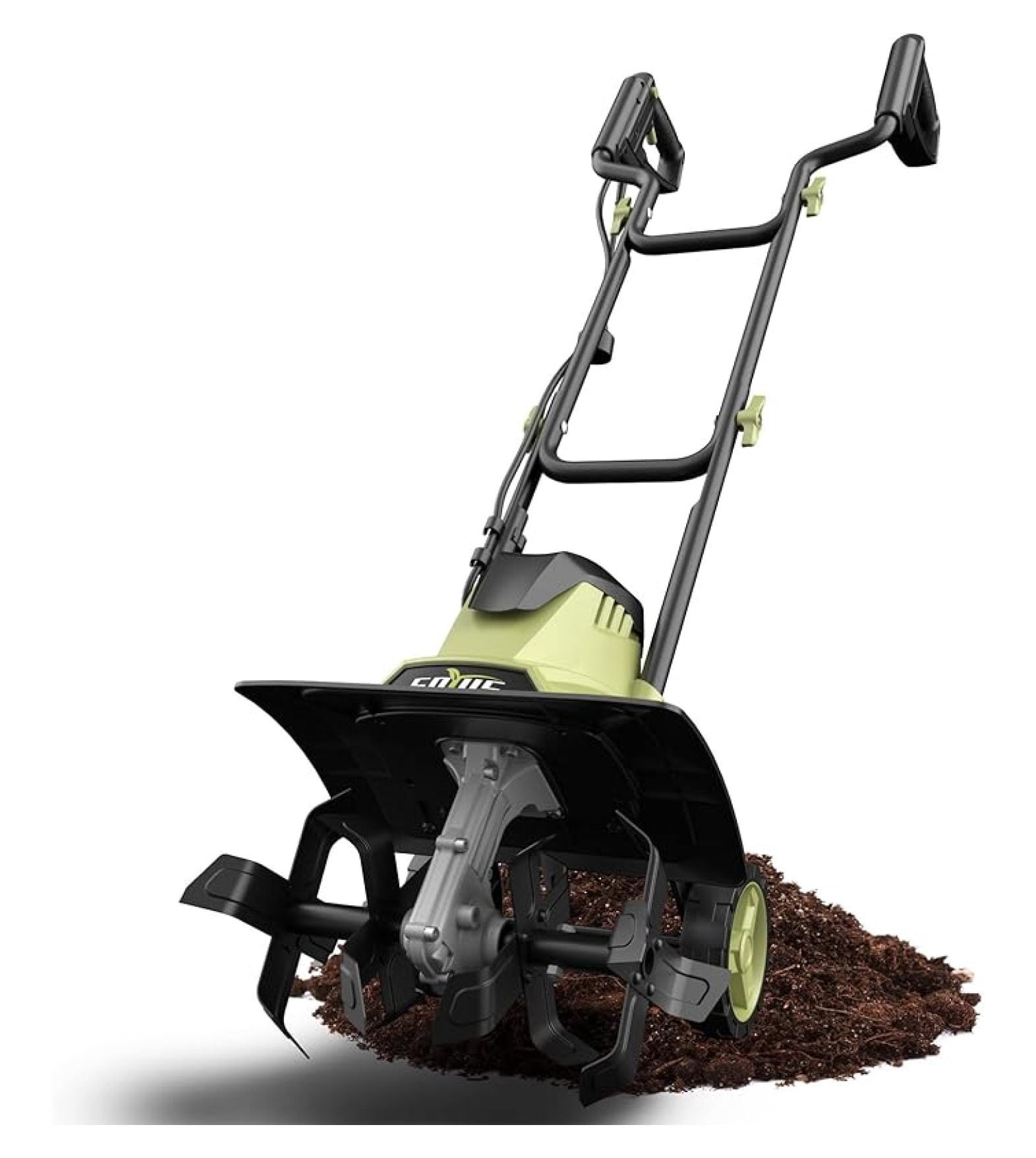 SCWLWAL 14 Inch Electric Tiller Cultivator (12 Amp, Corded, 4 Steel Tines, Folding Handle) 155uw