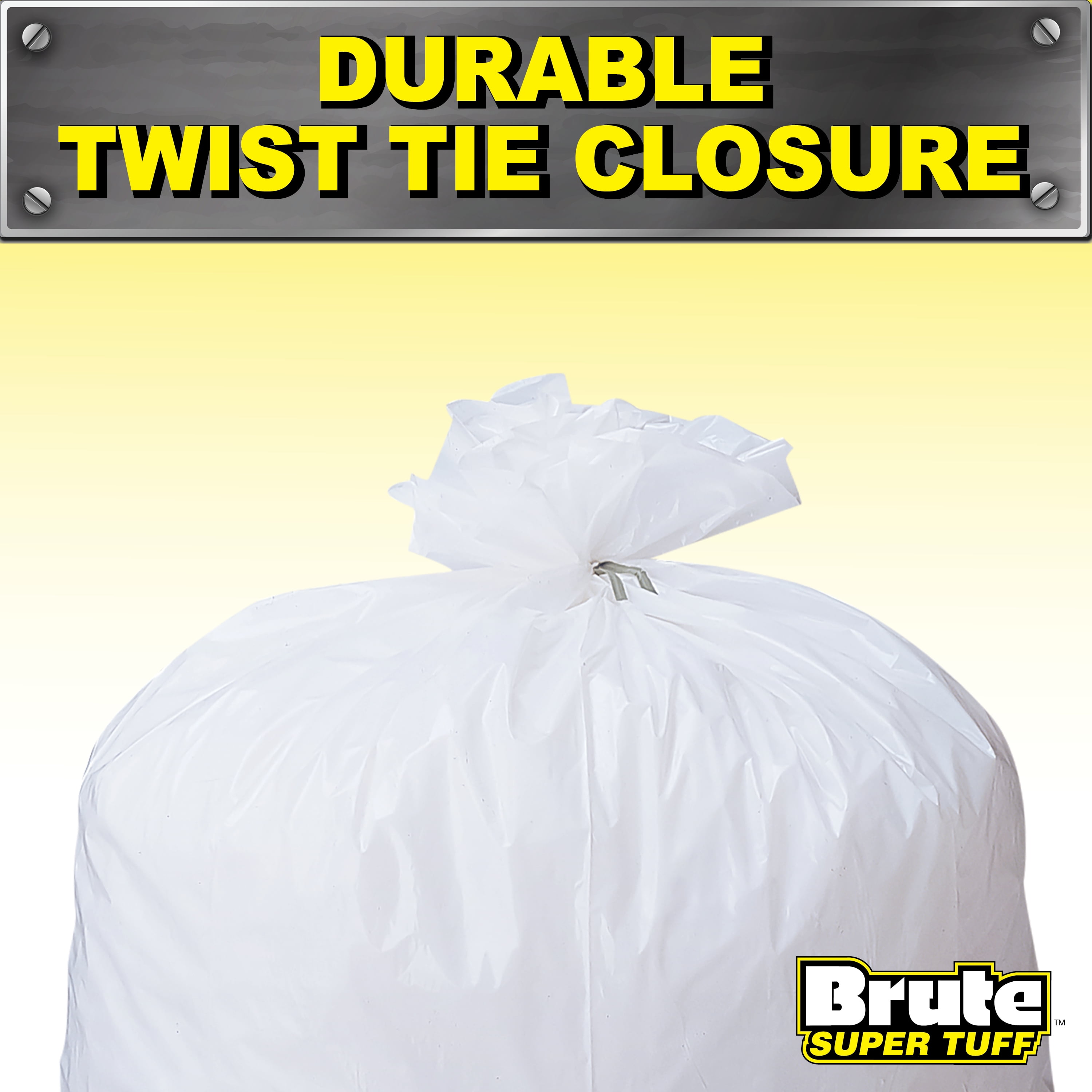 Brute Super Tuff Compactor Trash Bags, Heavy-Duty Kitchen Garbage Liners with Odor Control (White, 20 Gallon, 20 Count) ug8pk