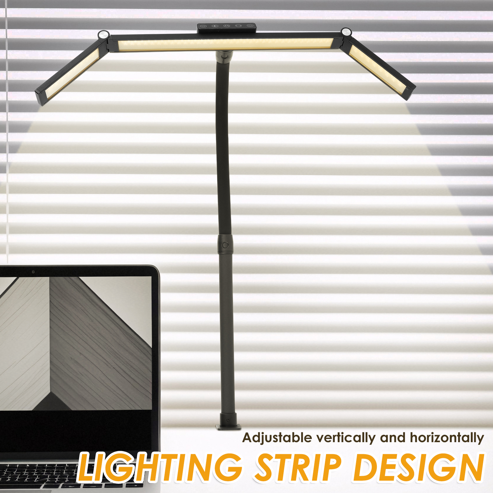 FVKRNYZ LED Desk Clamp Lamp, Adjustable Table Reading Light Bar, Eye-Protecting Task Lighting for Office and Home (Black, 24 W) 8zoal