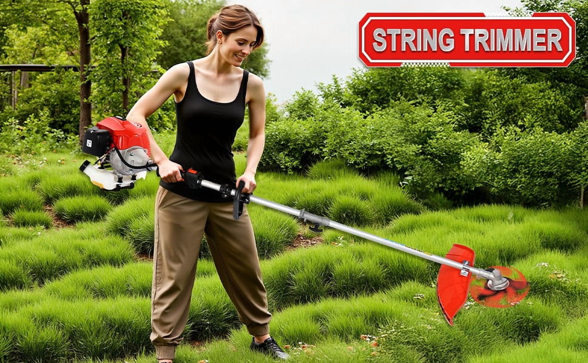 WETS 52CC 2-Cycle Gas String Trimmer, 5-in-1 Multi-Functional Brush Cutter and Hedge Trimmer (Red, 52CC Engine) pdli0