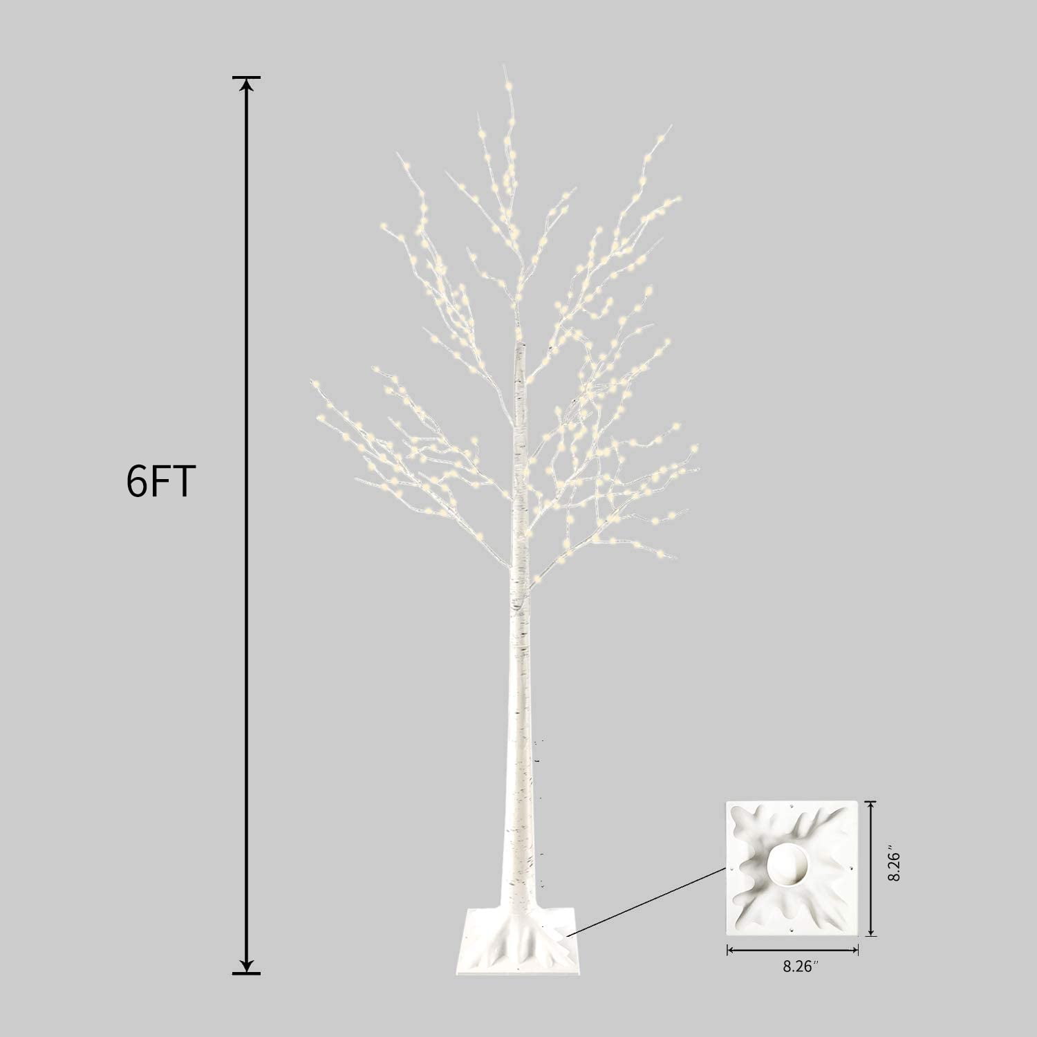 GLUAAE 6 ft LED Birch Tree Light with Remote Control, Dimmable Warm White Lighting for Home and Event Decor (6 ft) xbo05