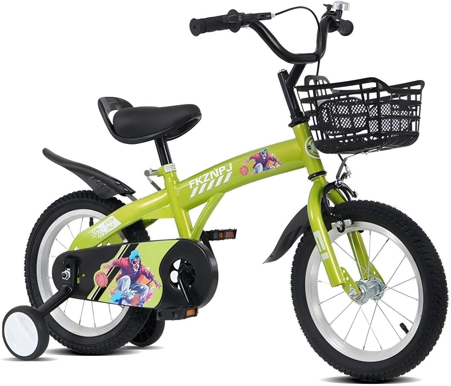 Ambifirner Kids Bicycle for Girls with Training Wheels and Basket (Green, 16 in) hca75