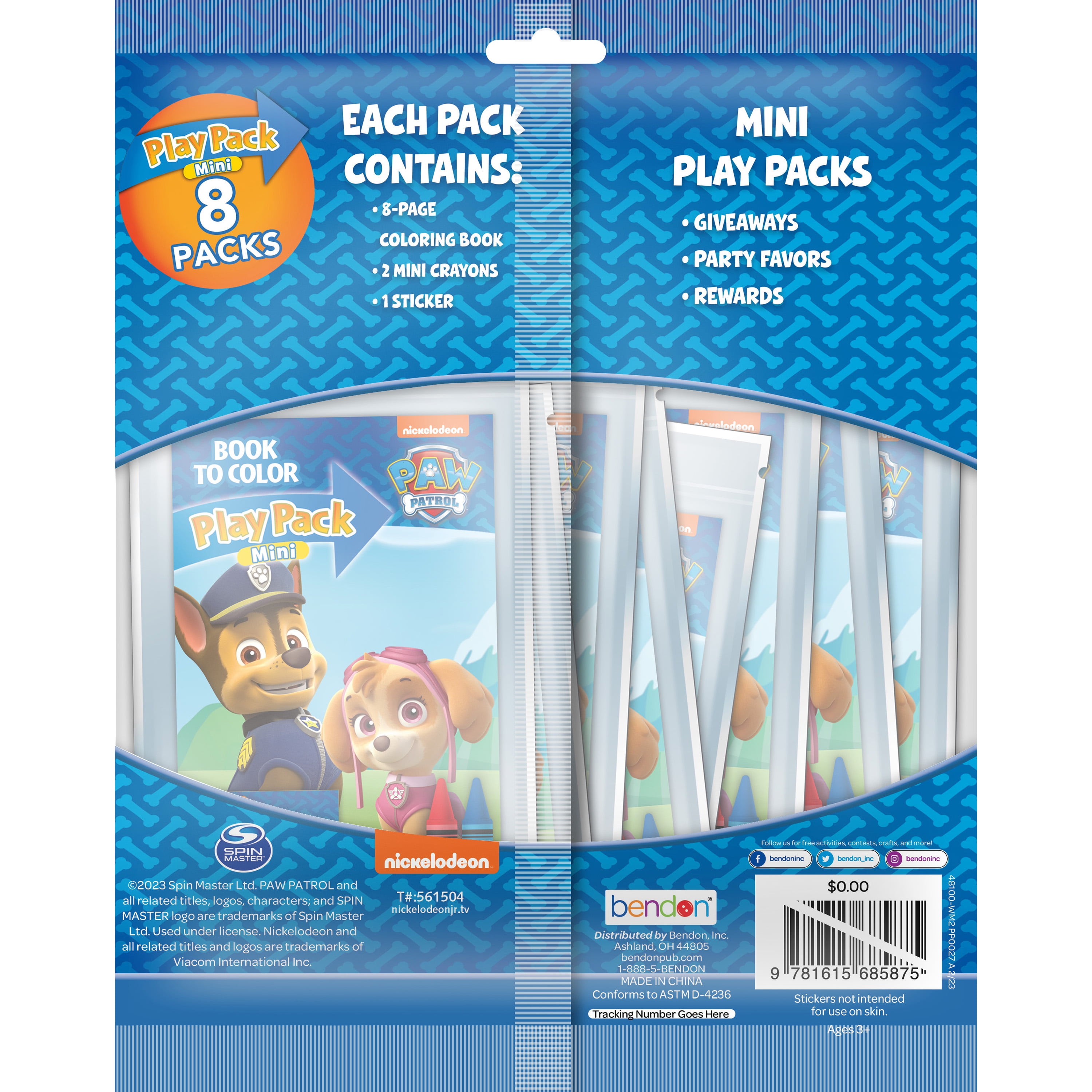 PAW Patrol Mini Coloring Activity Set with Crayons and Stickers (8 Pack, 3.5 in x 5.75 in) slecn