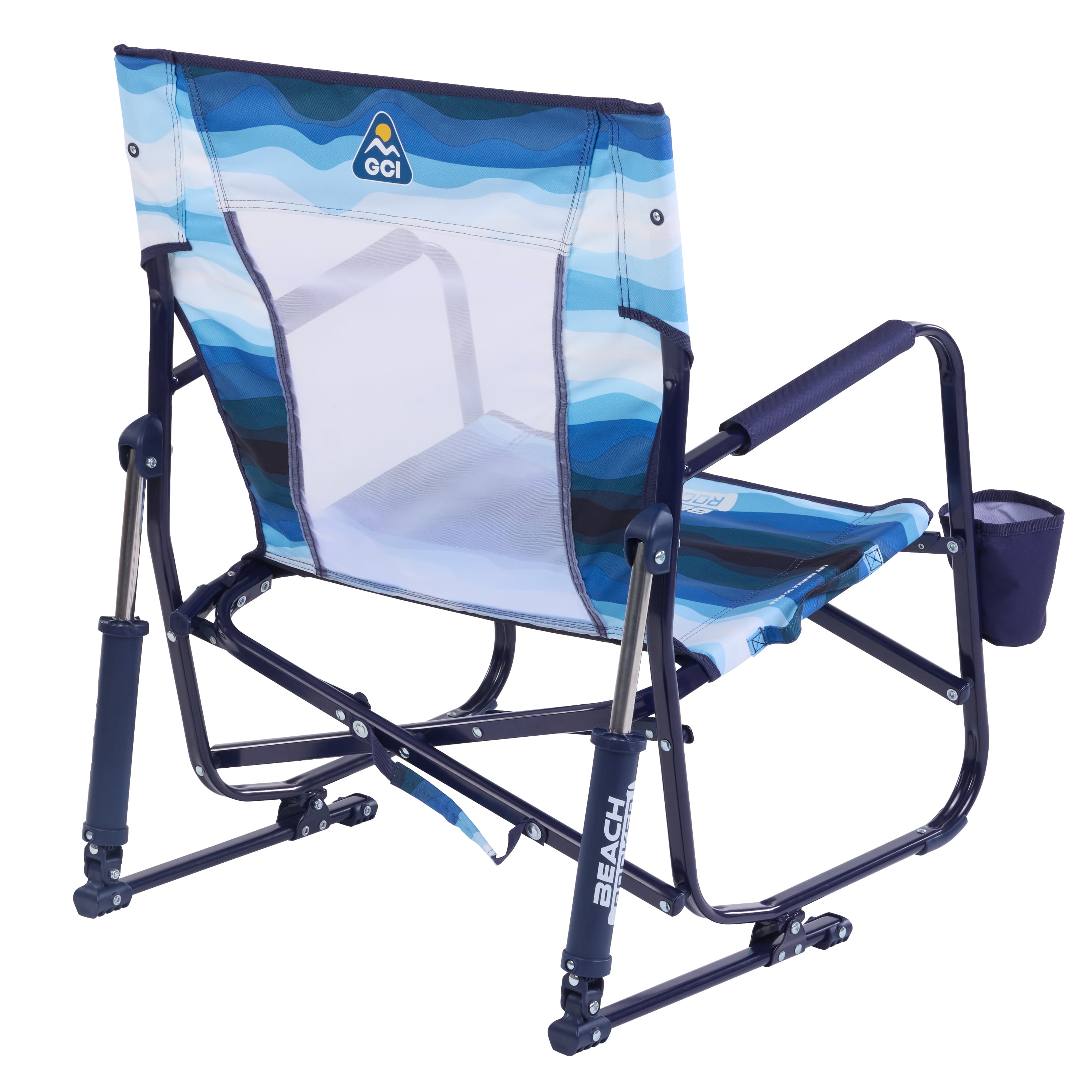 GCI Outdoor Beach Rocker Low Profile Foldable Rocking Chair (Wave Blue, 14.8 in Seat Height) 85whm