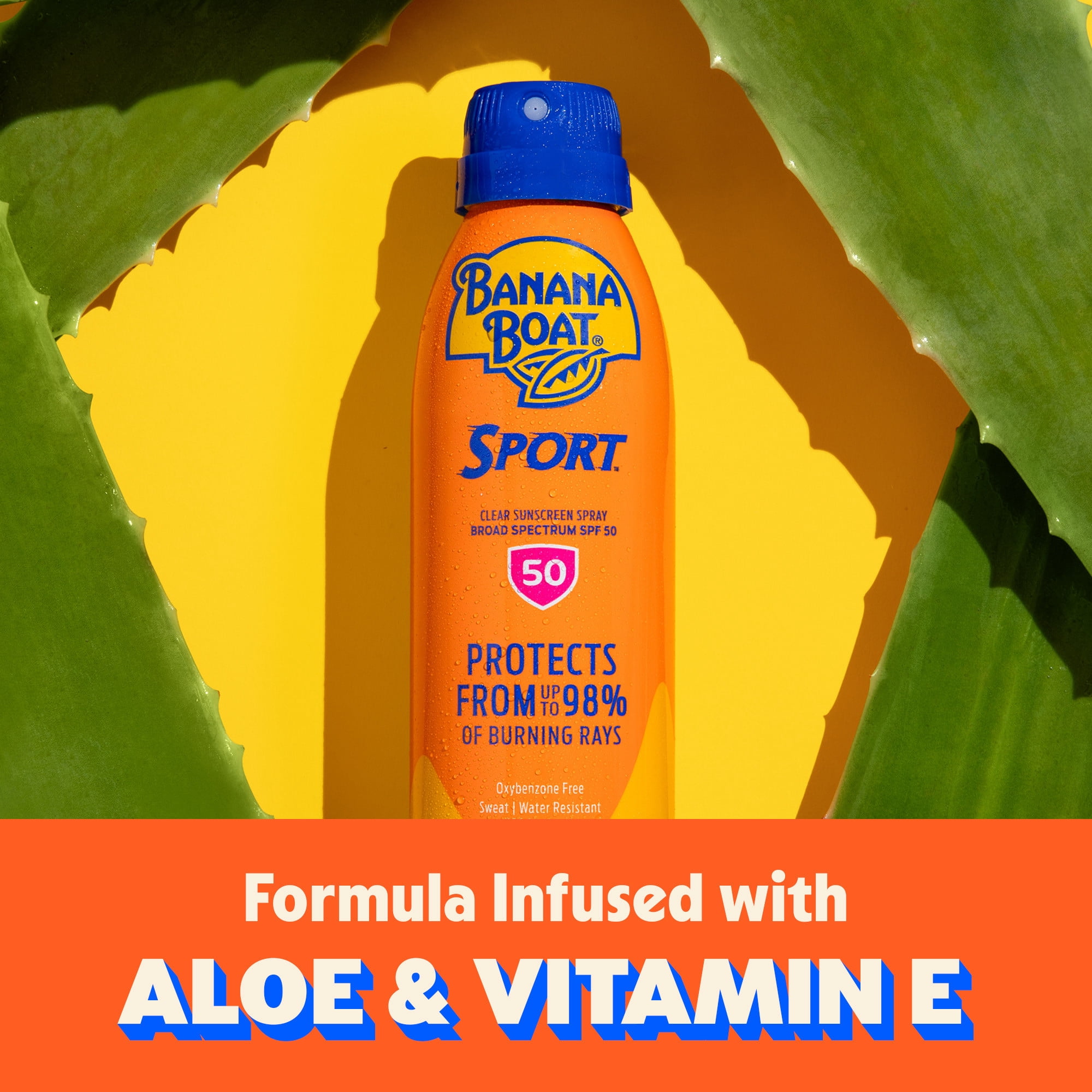 Banana Boat Sport Ultra SPF 50 Sunscreen Spray, Broad Spectrum Sun Protection (Clear, 9.5 oz) y4p2h