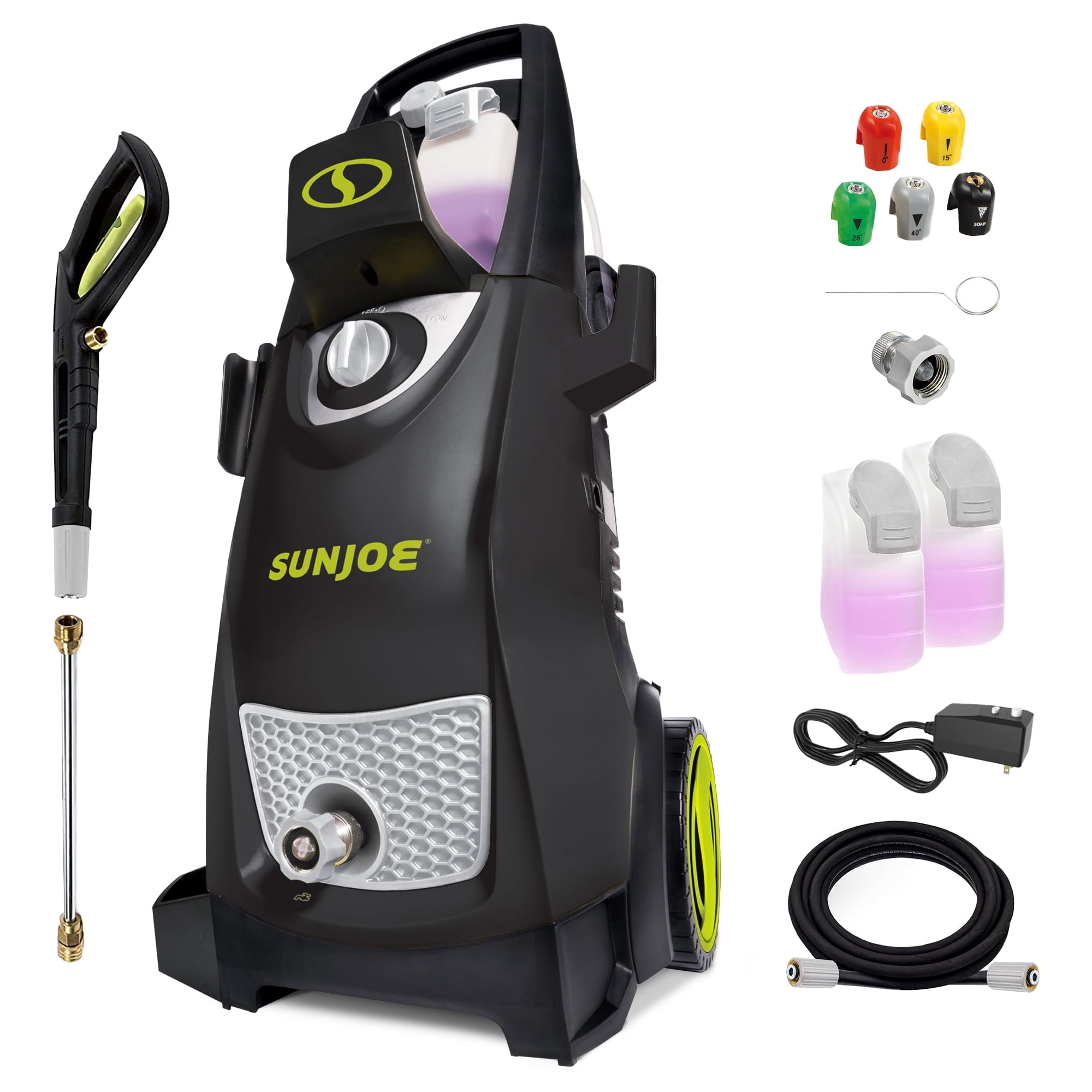 Sun Joe Electric Pressure Washer (2030 PSI, 1.2 GPM) with Dual Detergent Tanks and 5 Quick-Connect Nozzles q7shf