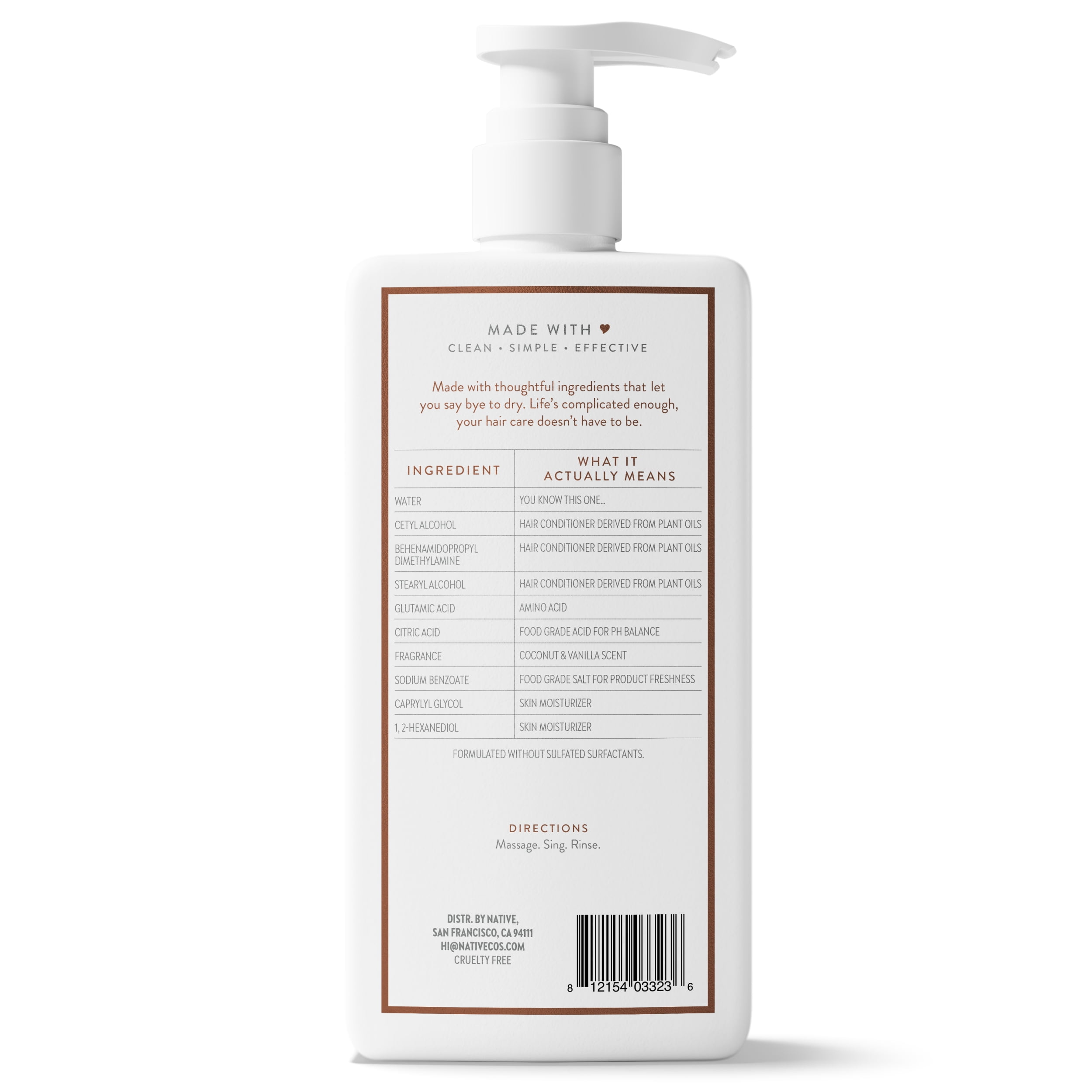 Native Moisturizing Conditioner, Coconut and Vanilla Scent, Hydrating Formula for Shiny Hair (16.5 fl oz) qcmyu