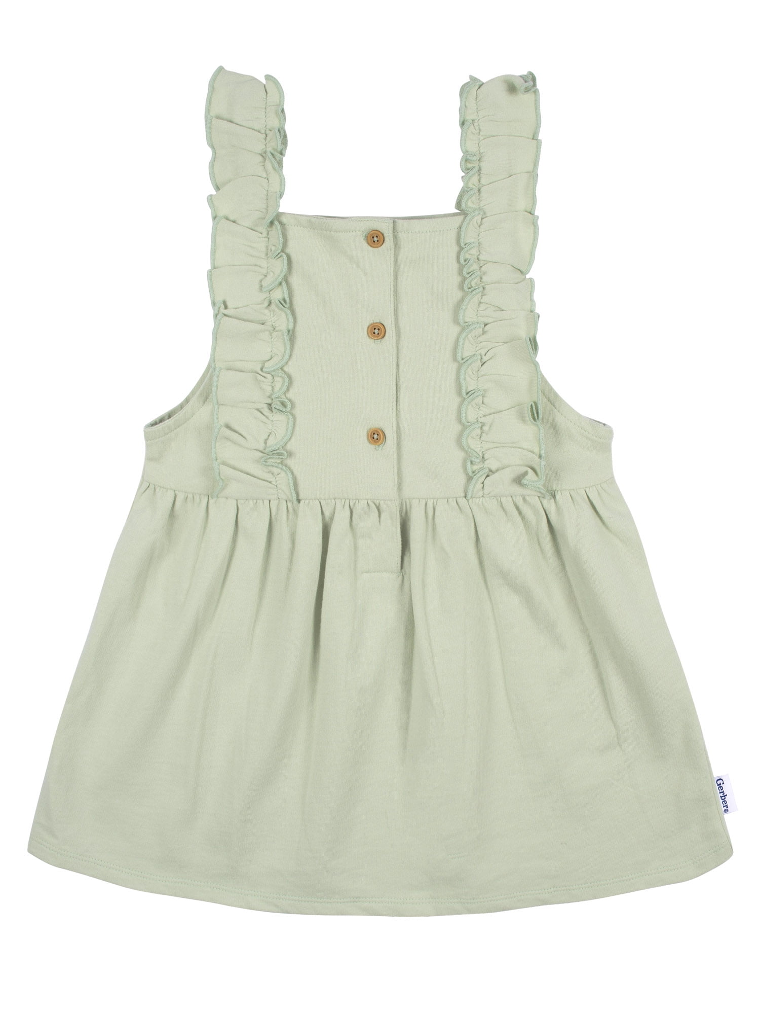 Gerber Baby Girl Jumper and Long Sleeve Top Outfit Set (Green, 12 Months - 2T) l11zn