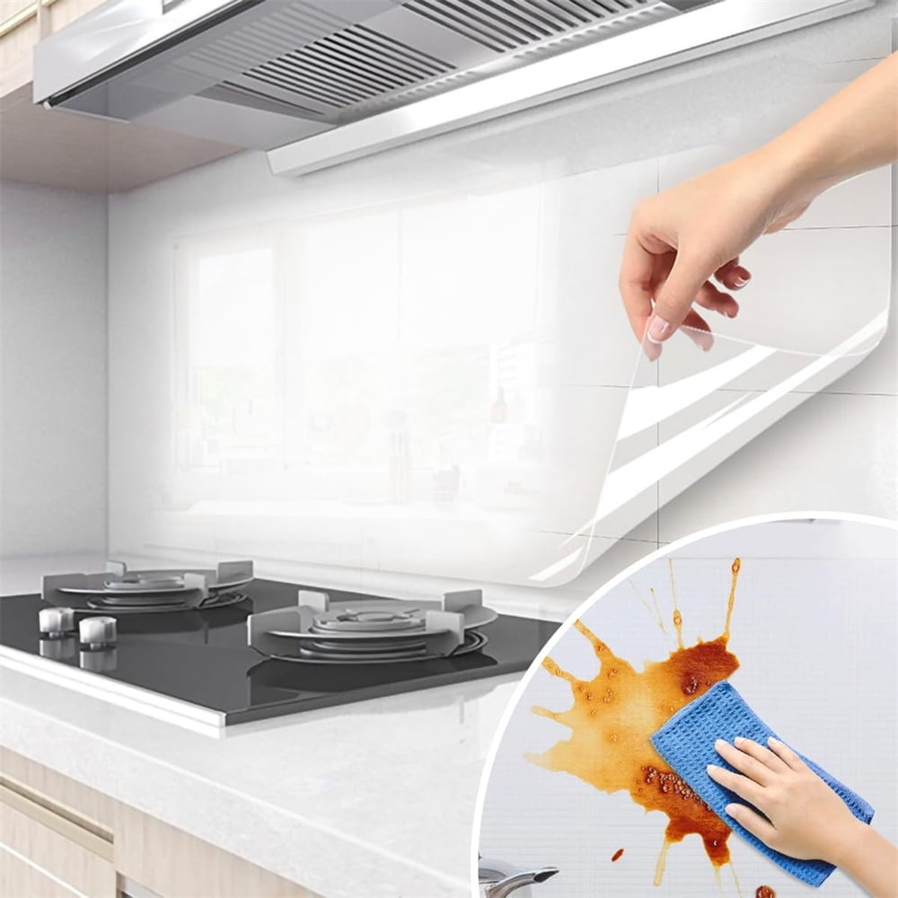 NOGIS Clear Wall Protector Contact Paper, Self-Adhesive Oil-Proof Film for Kitchen Cabinets and Furniture (Clear, 23.6 in x 78.7 in) 5ppqu