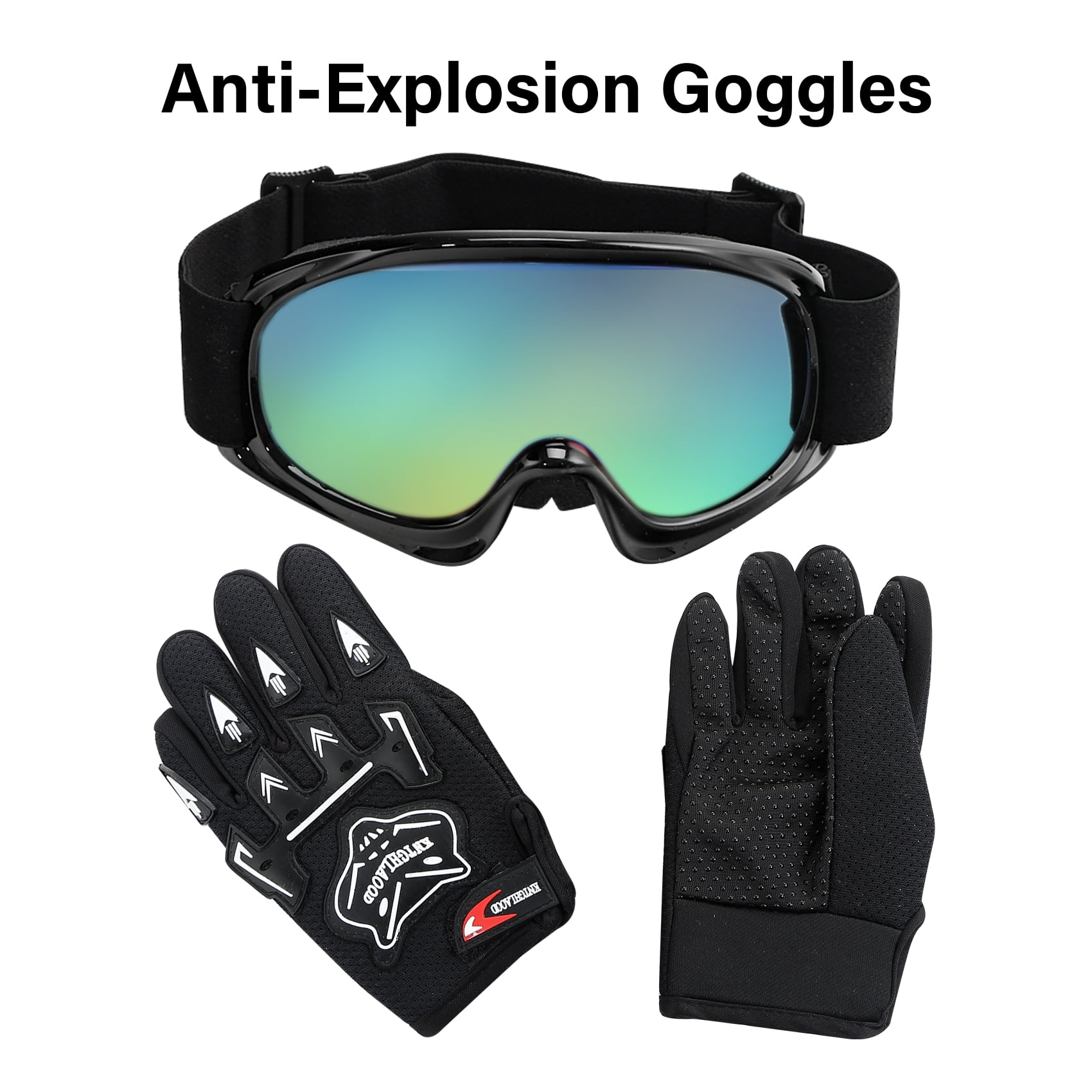 TCMT Kids Dirt Bike Helmet with Goggles and Gloves (Black Graffiti, Youth Small) 961ah