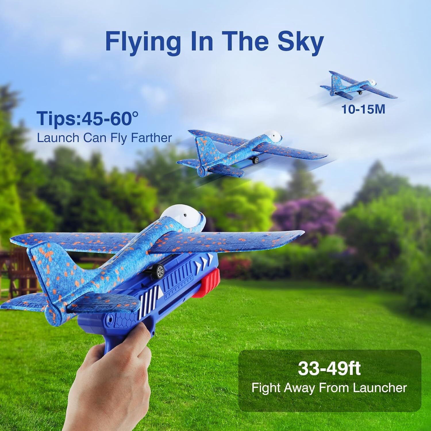 Kyprd Airplane Launcher Toy Set, LED Foam Glider Catapult Plane with 2 Flight Modes (3 Pack) 8xaq5