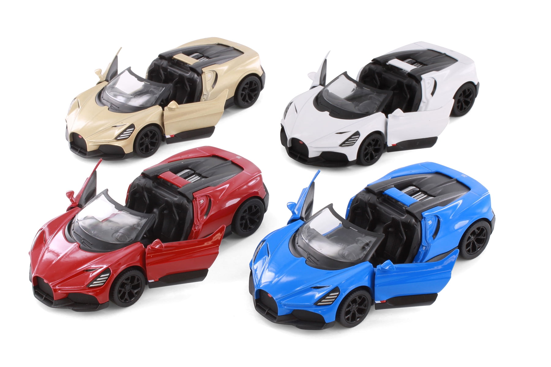Kinsmart Bugatti Mistral Diecast Model Sports Car Set (Assorted Colors, 12 Pack, 5 in) fep44