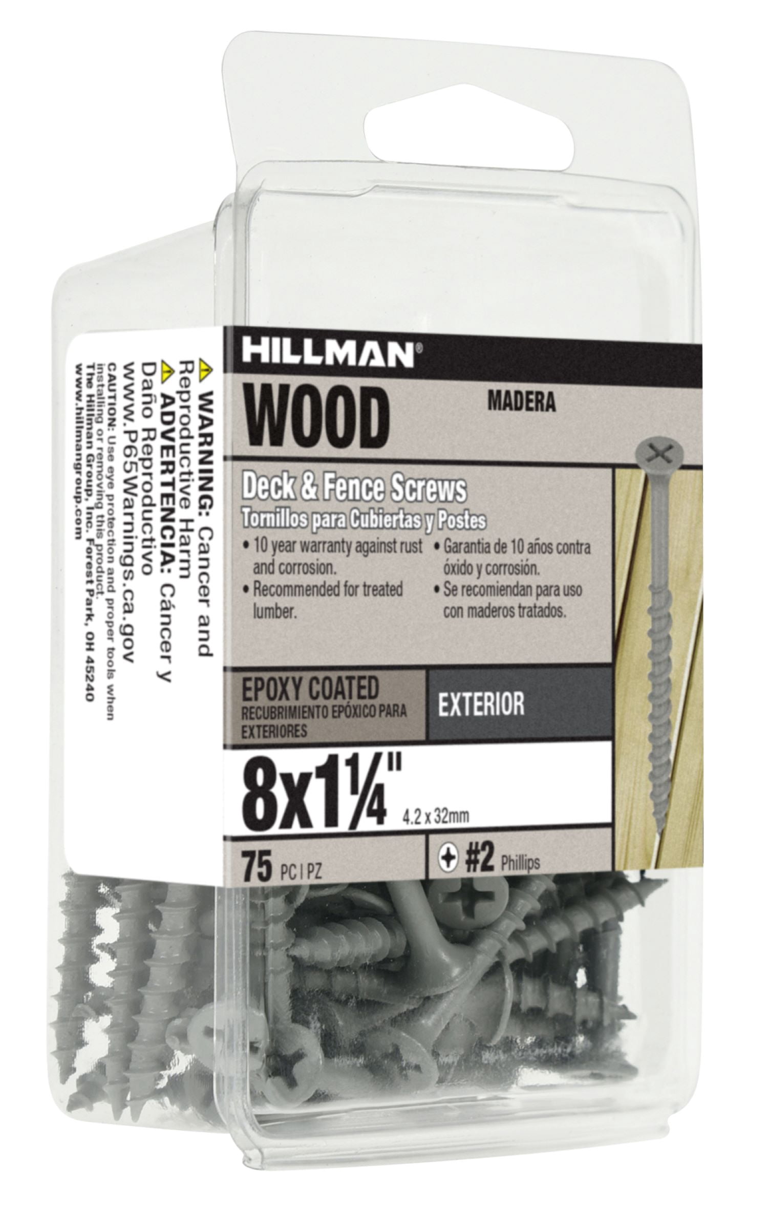 Hillman Fas-n-Tite Deck and Fence Wood Screws (Gray, #8 x 1.25 in, 75 Pack) qf5vp